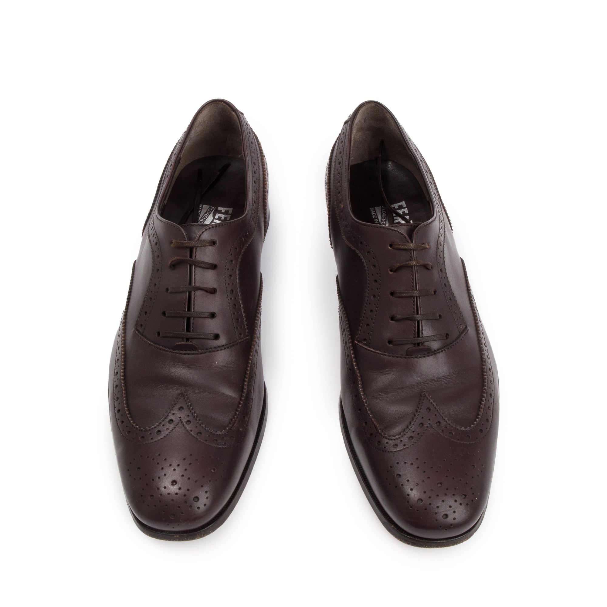 Salvatore Ferragamo Brown Leather Oxford Brogues, Size 7
