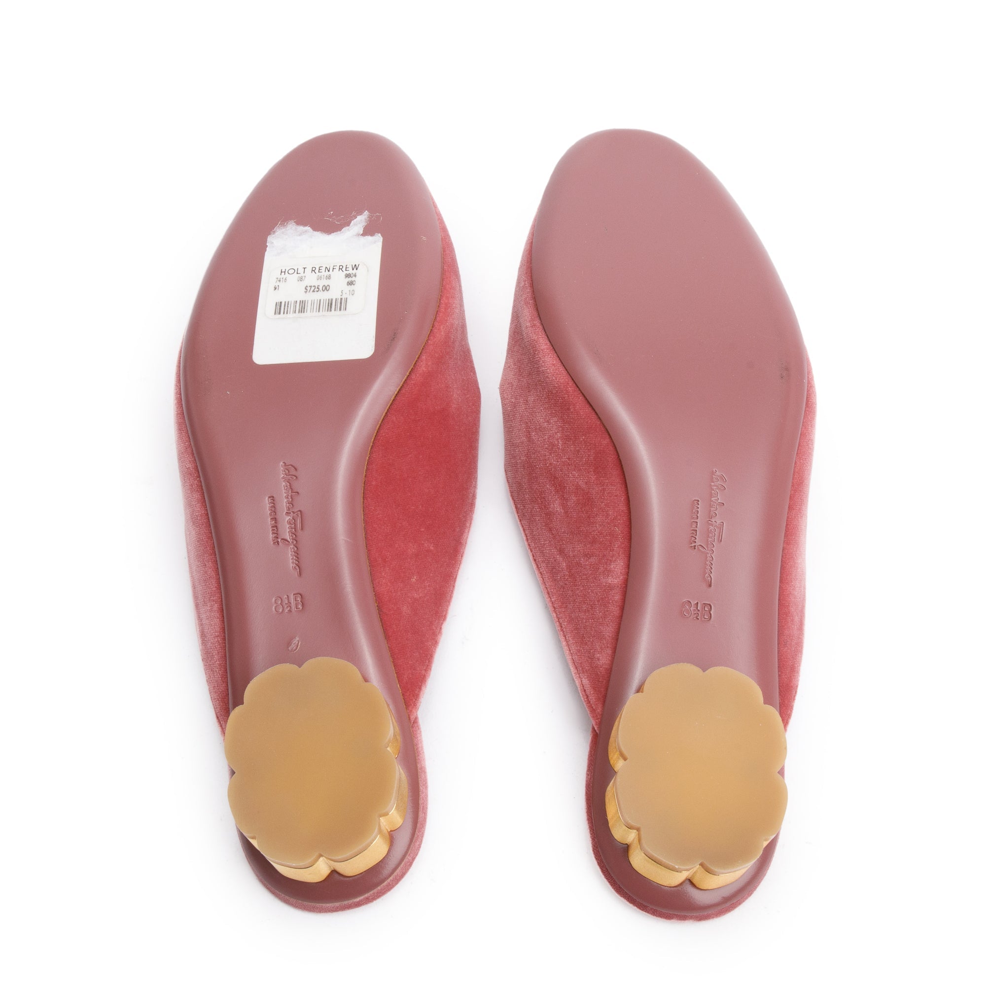 Salvatore Ferragamo Pink Velvet Vara Bow Accent Mules Size 8.5