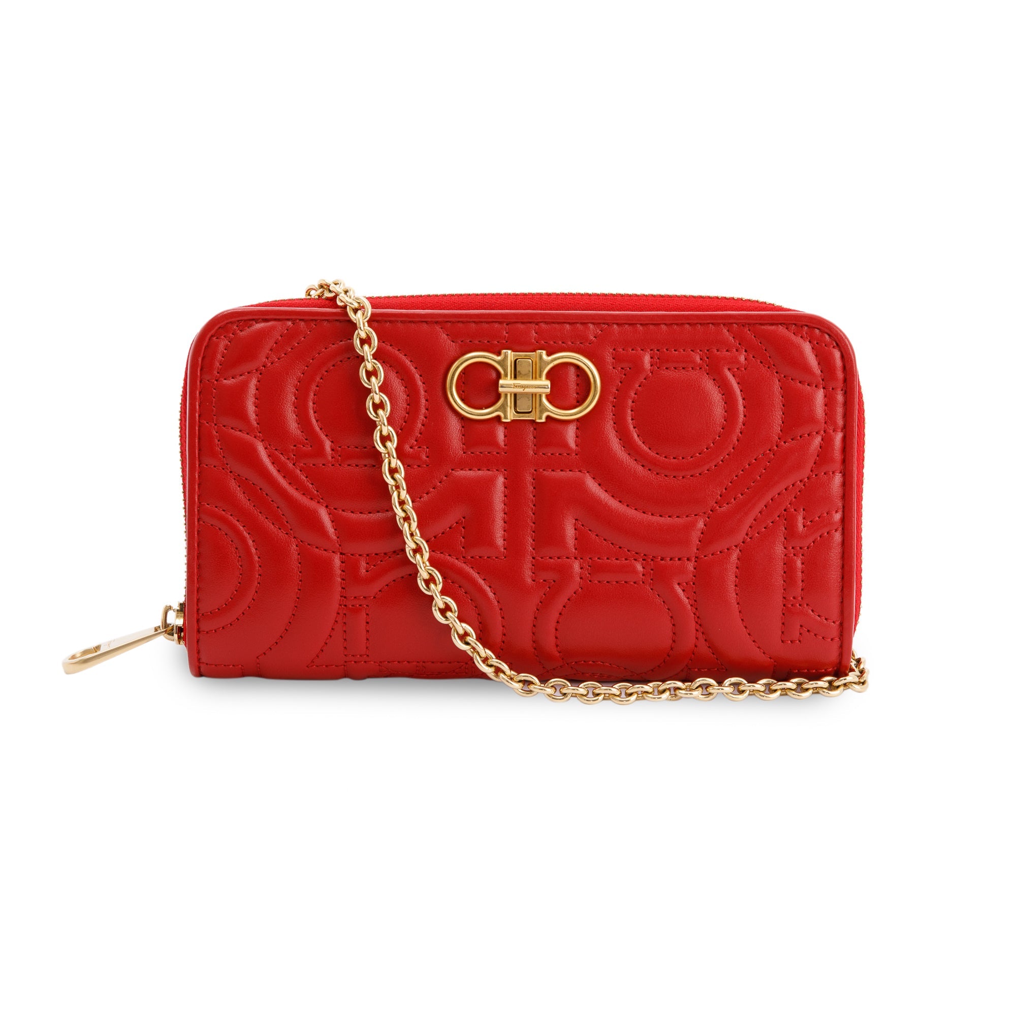 Salvatore Ferragamo Quilted Gancio Wallet on Chain w/ Box & Receipt