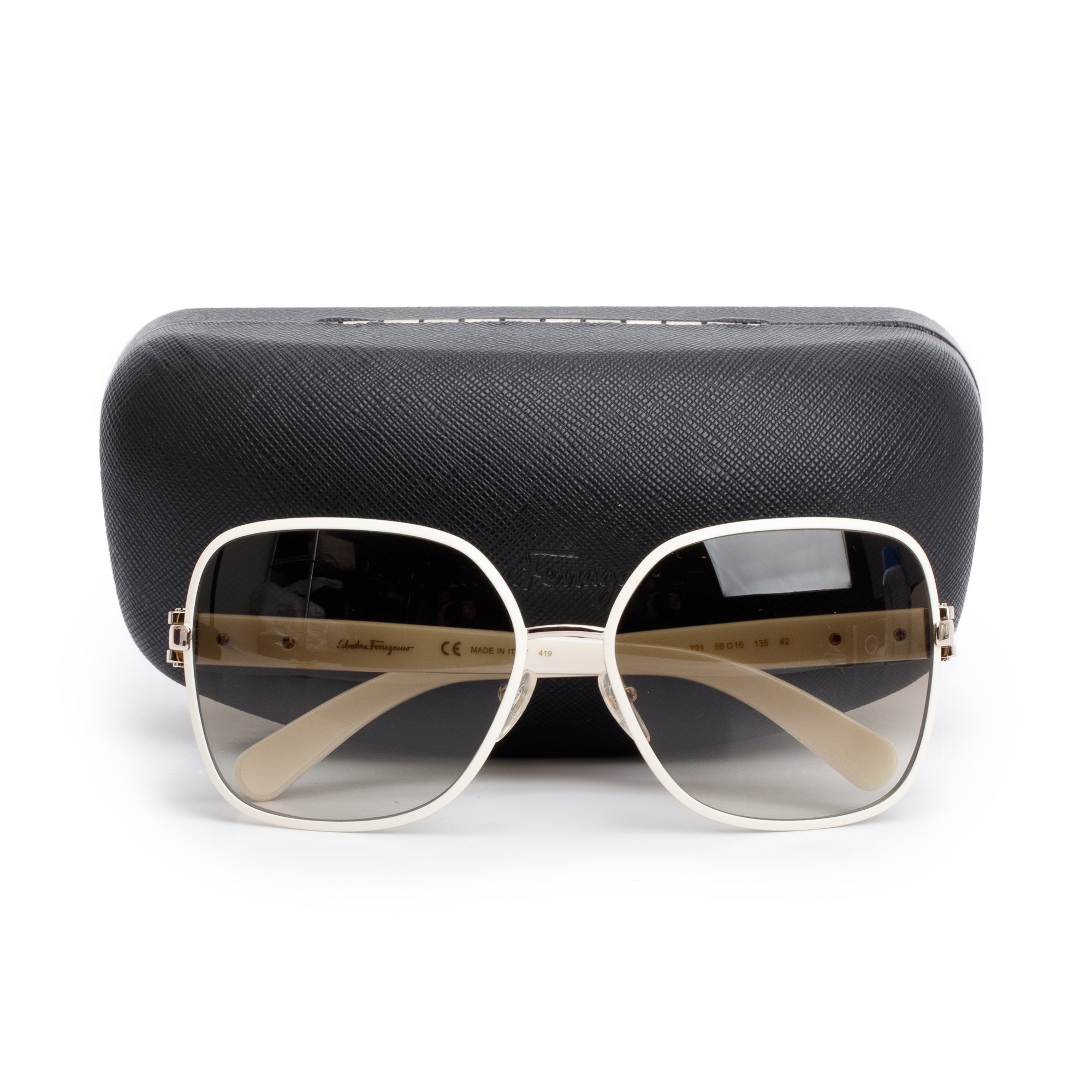 Salvatore Ferragamo SF150S White Acetate Tinted Sunglasses w/ Case