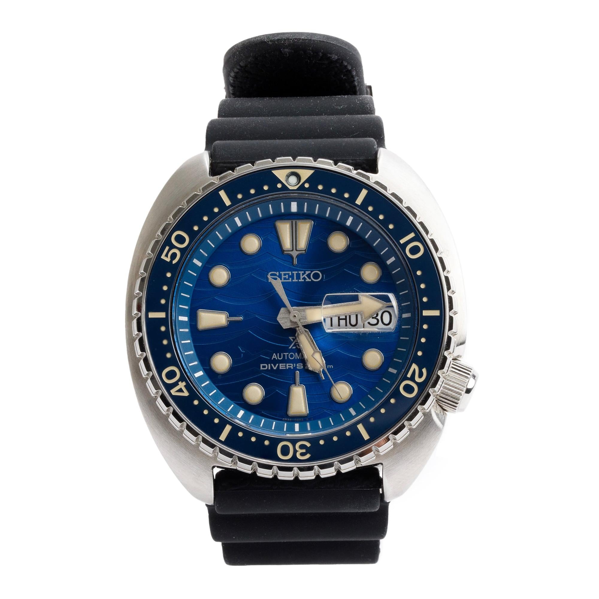 Seiko Special Edition Stainless Steel Prospex King Turtle Save the Ocean 45 MM Automatic Watch Blue Dial w/ Papers