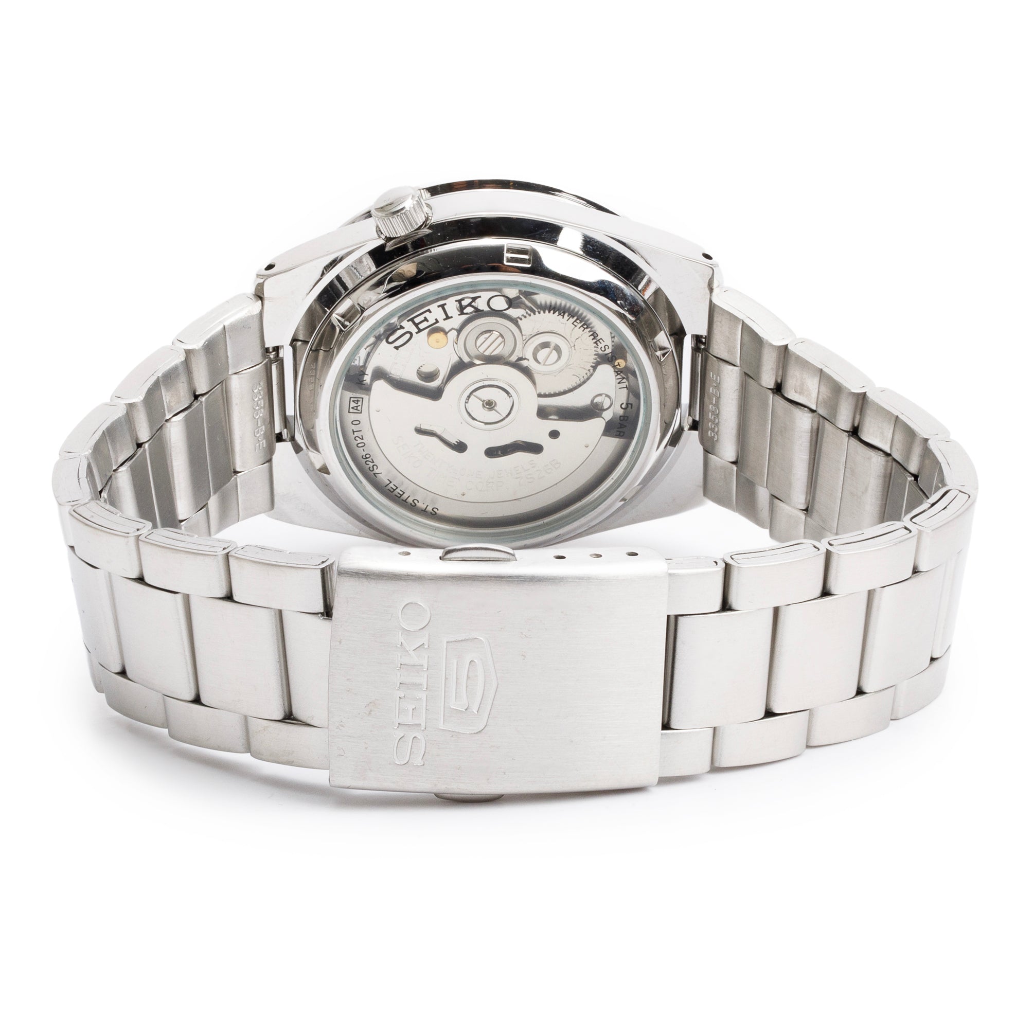 Seiko Stainless Steel 5 36.5 MM Automatic Watch White Dial w/ Box & Papers