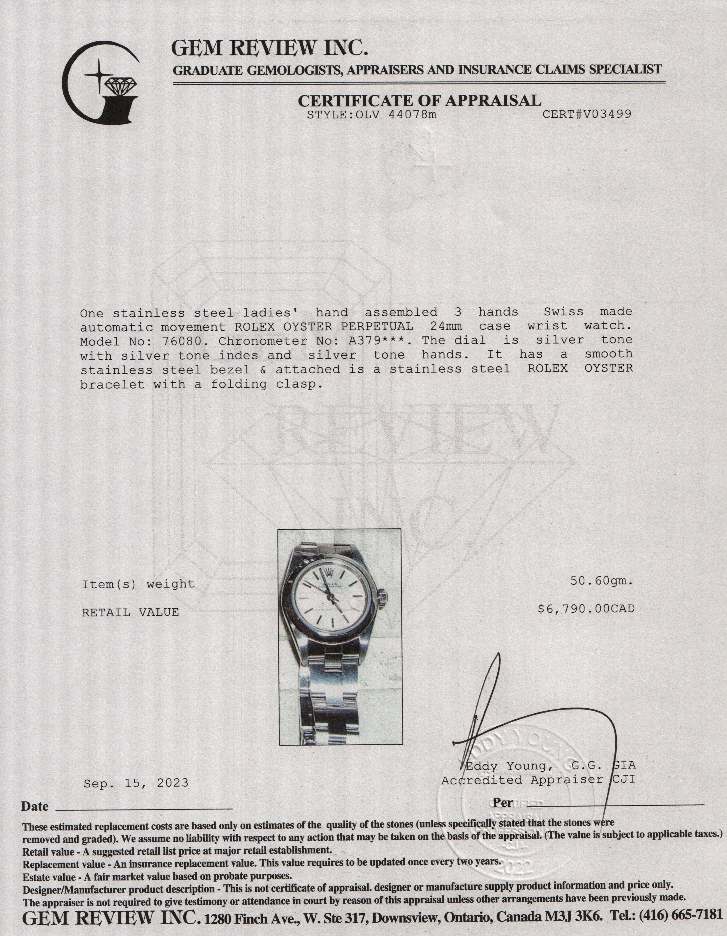 Rolex Stainless Steel Oyster Perpetual 24 mm Watch