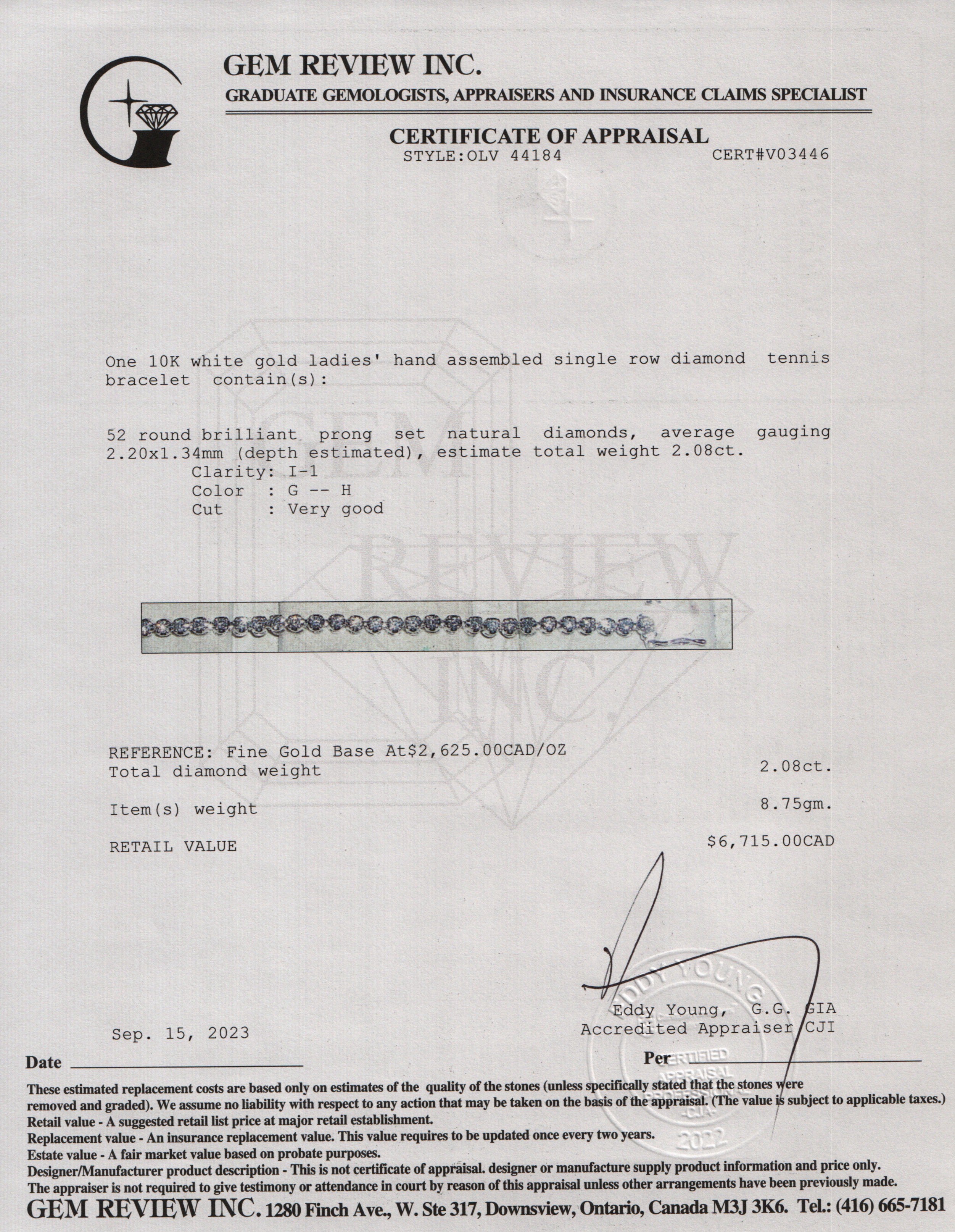 10k White Gold 2.08 tcw. Diamond Tennis Bracelet