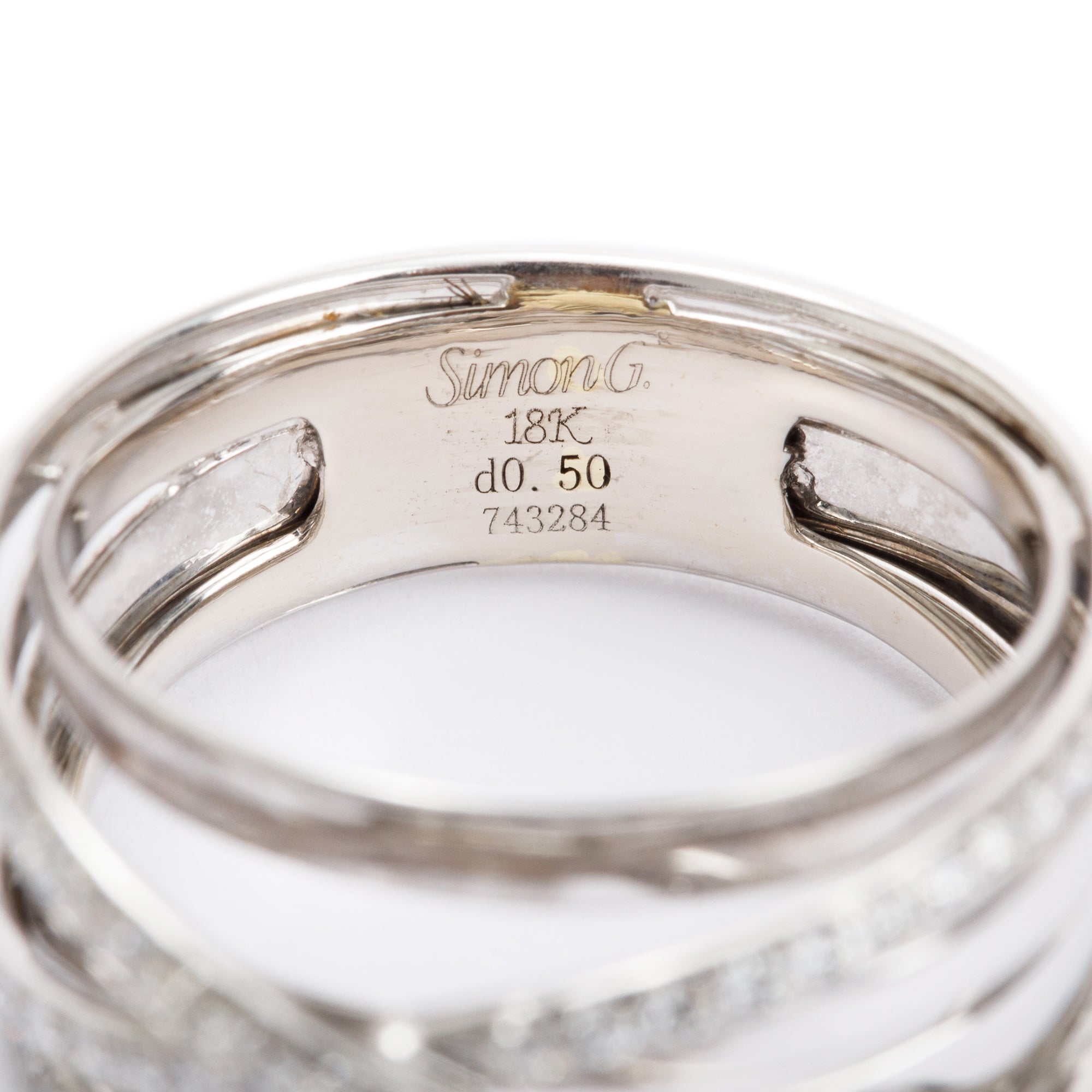 Simon G 18k White Gold Diamond Crossover Ring, Size 7