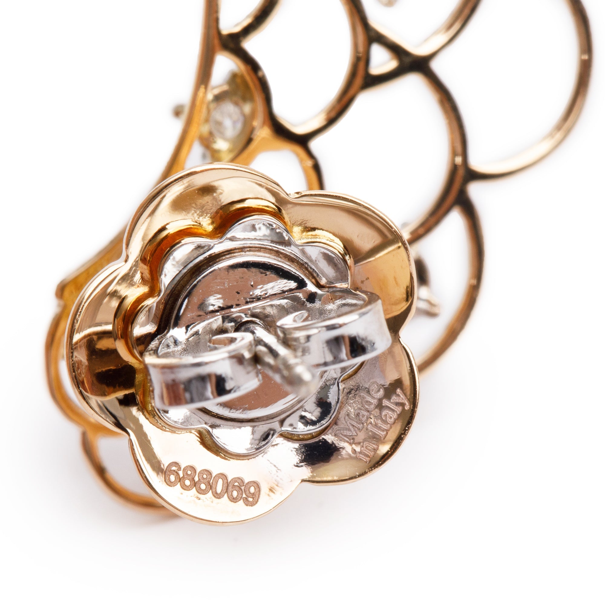 Staurino Fratelli 18k Rose Gold Diamond Flawless Emproidery III Hoop Earrings w/ Box