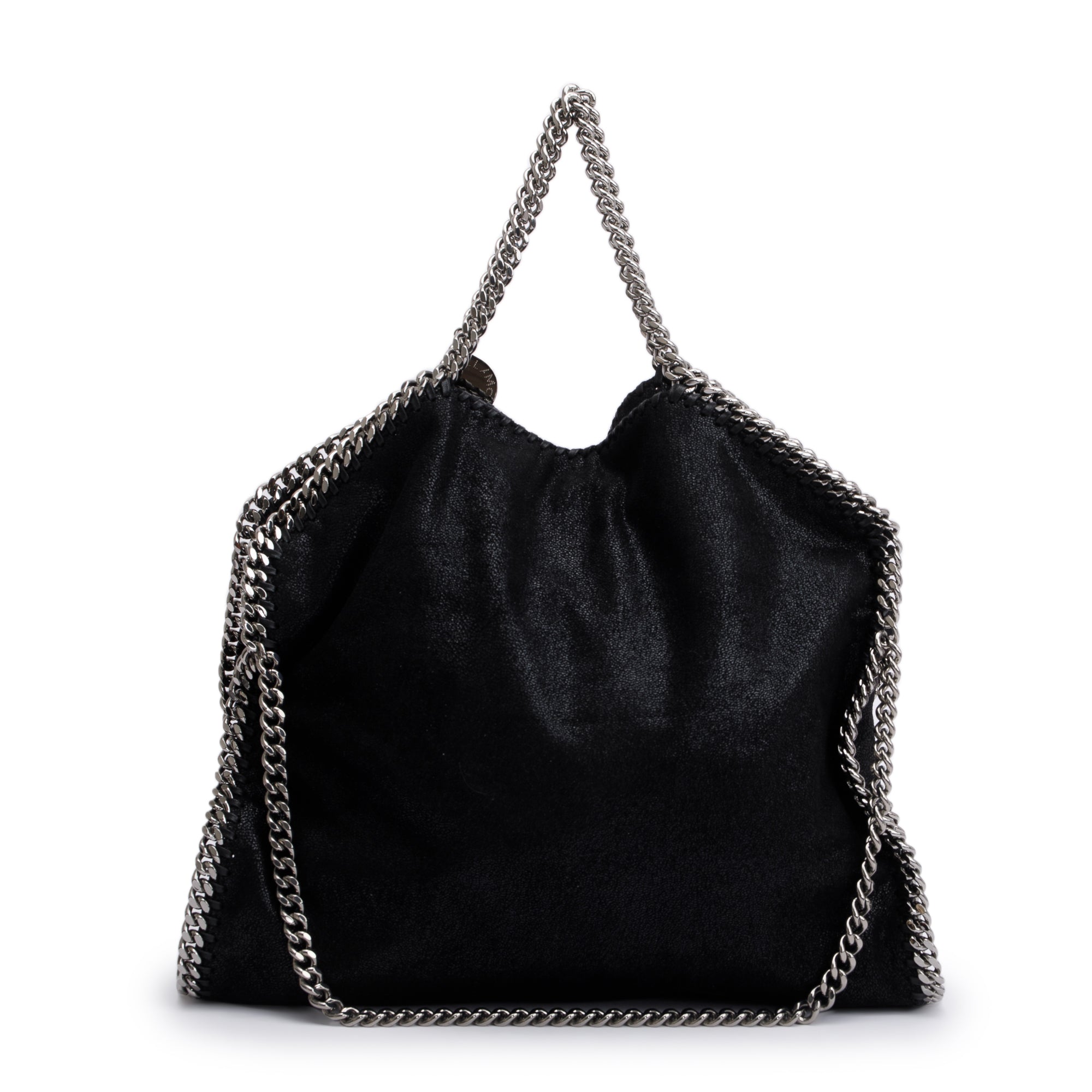 Stella McCartney Black Shaggy Deerskin Falabella Fold-Over Tote