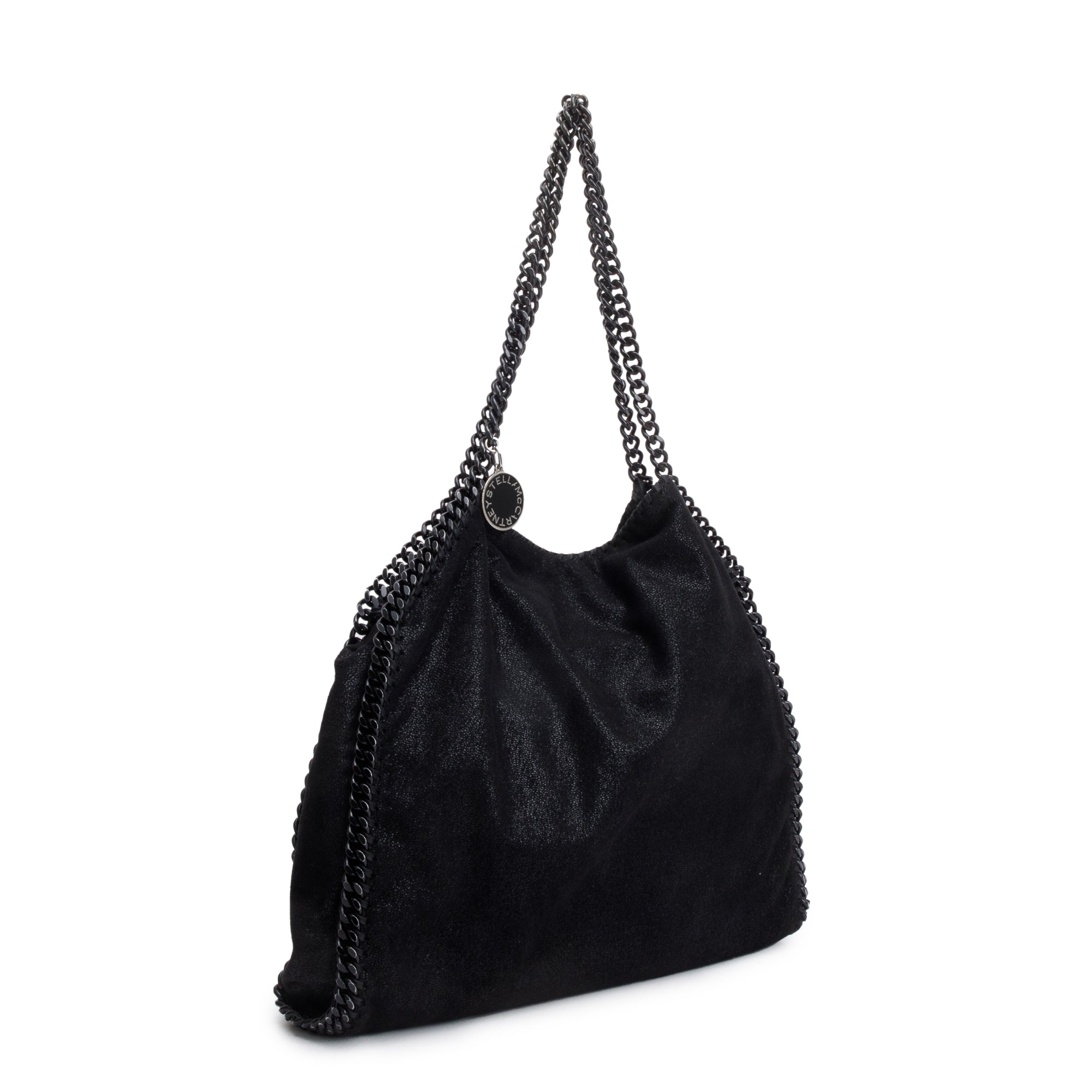 Stella McCartney Black Shaggy Deerskin Falabella Fold-Over Tote