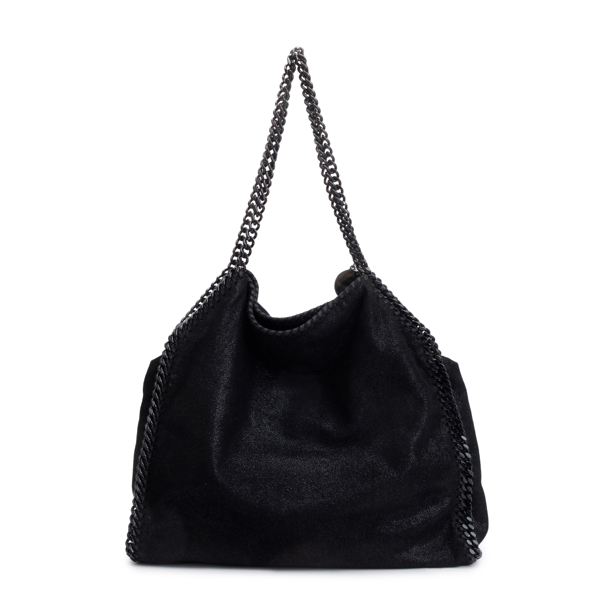Stella McCartney Black Shaggy Deerskin Falabella Fold-Over Tote