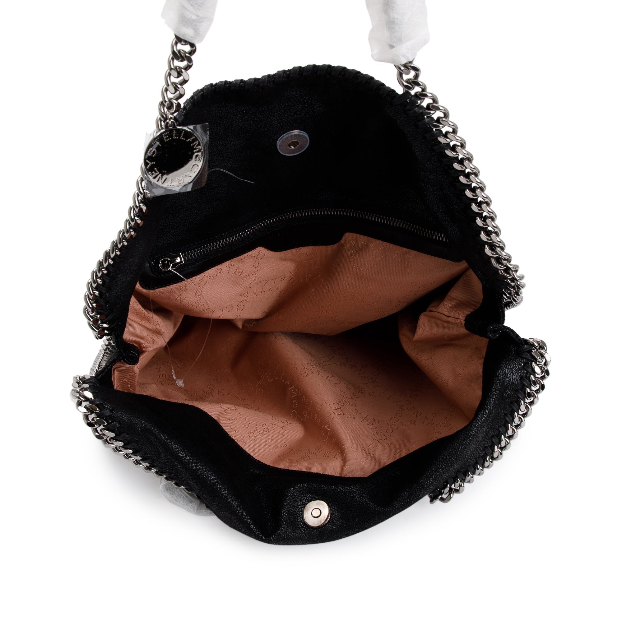 Stella McCartney Black Shaggy Deerskin Falabella Fold-Over Tote