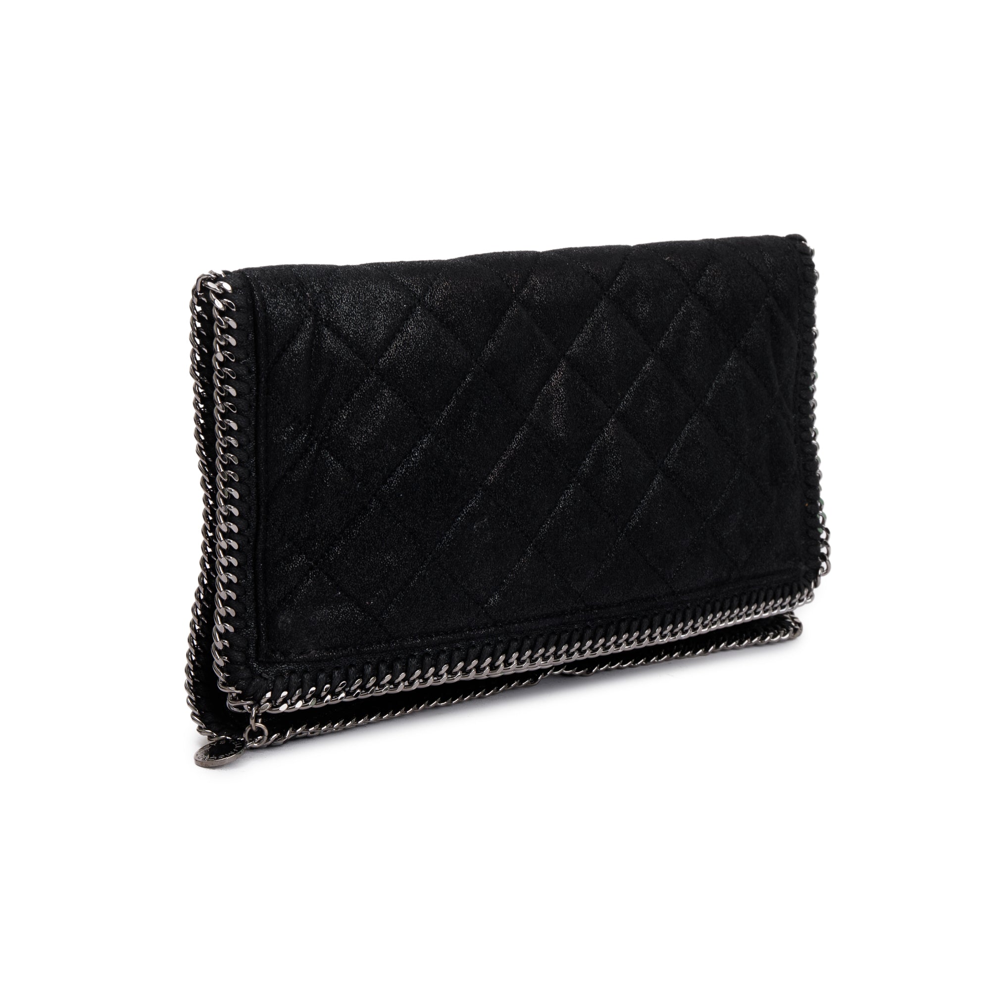 Stella McCartney Black Shaggy Deerskin Vegan Fold-Over Clutch