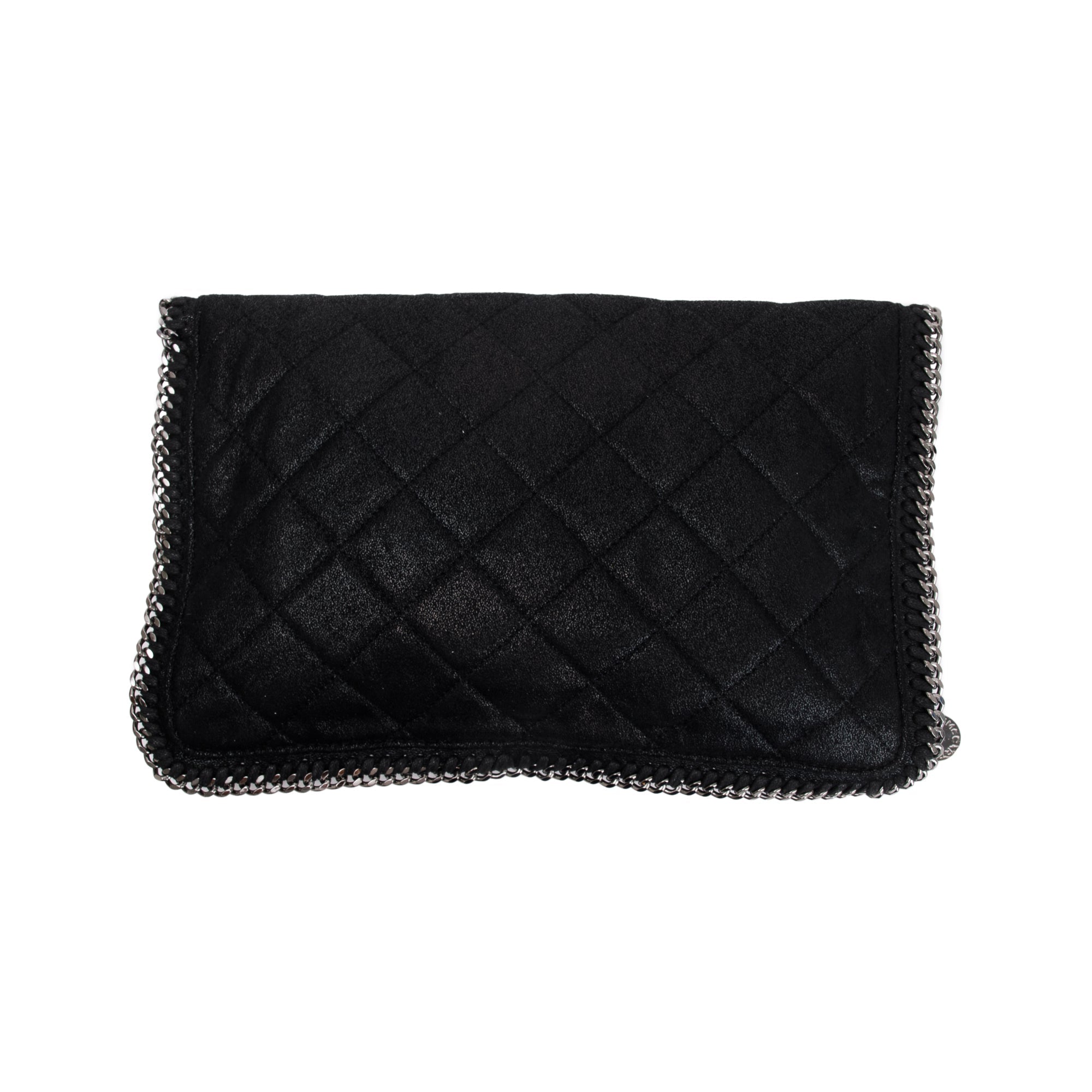Stella McCartney Black Shaggy Deerskin Vegan Fold-Over Clutch