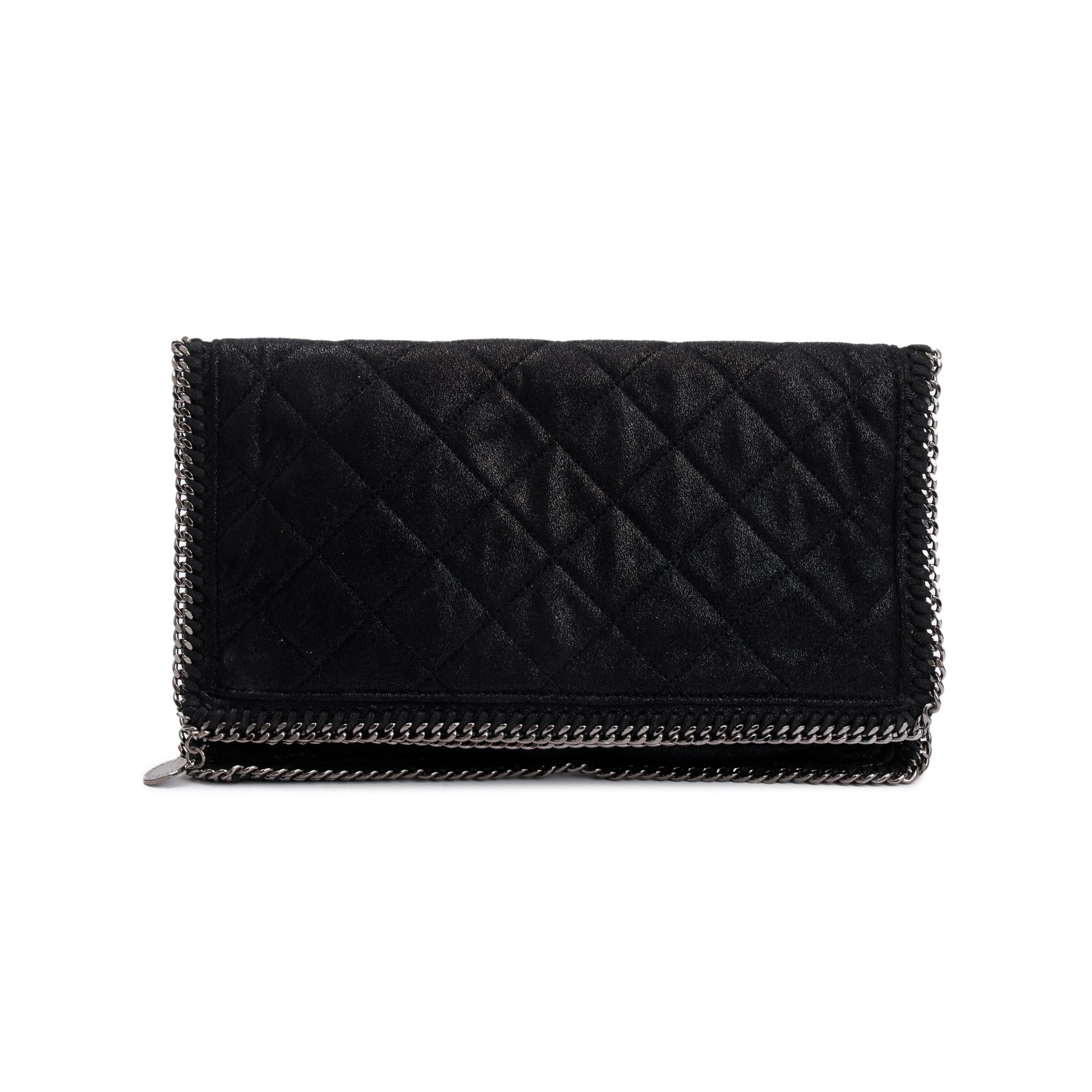 Stella McCartney Black Shaggy Deerskin Vegan Fold-Over Clutch
