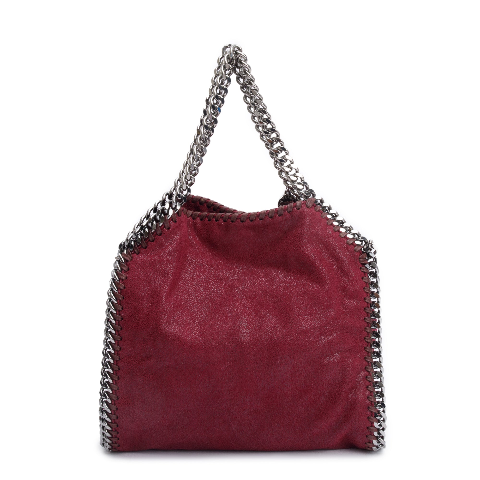 Stella McCartney Burgundy Shaggy Deer Mini Falabella Tote Bag