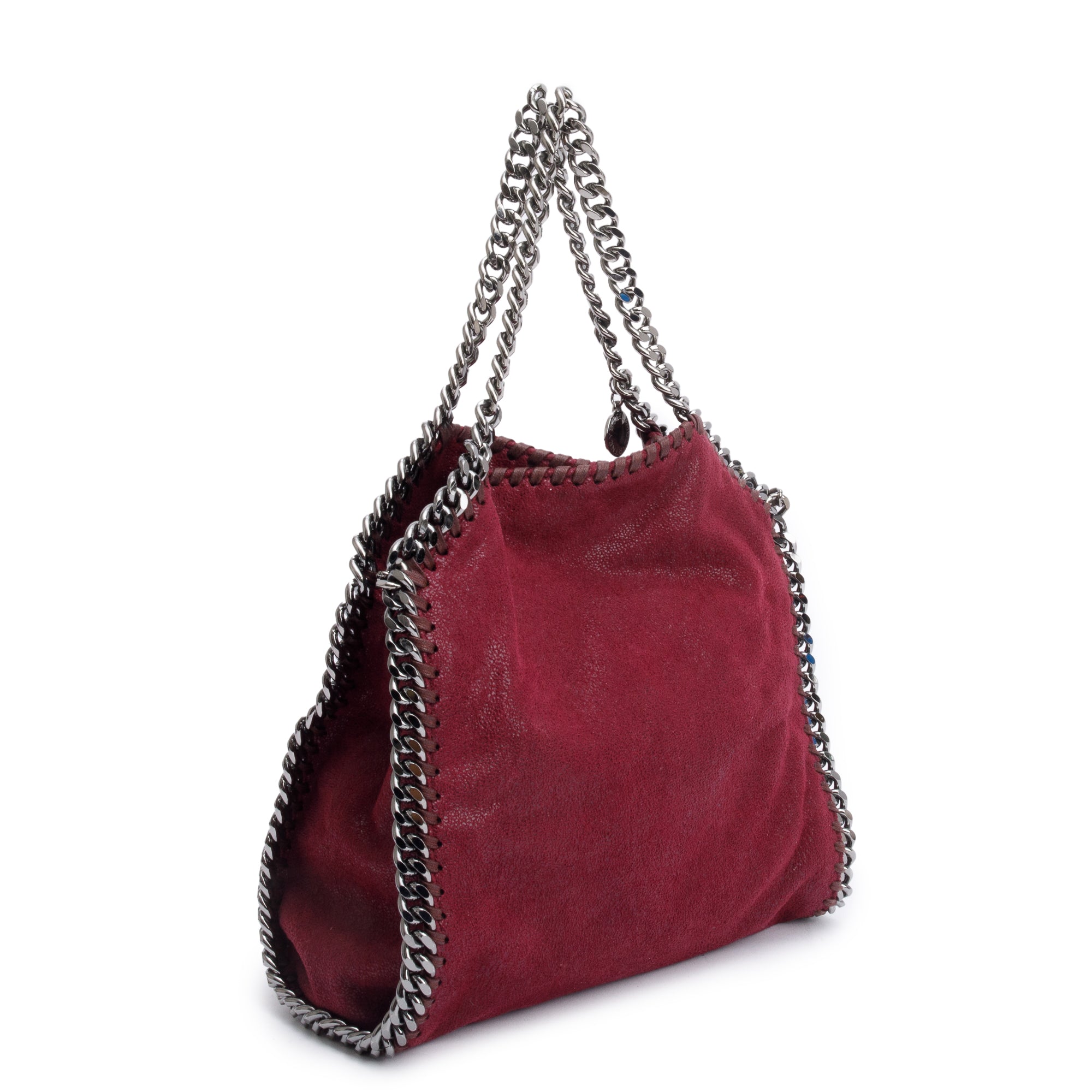 Stella McCartney Burgundy Shaggy Deer Mini Falabella Tote Bag