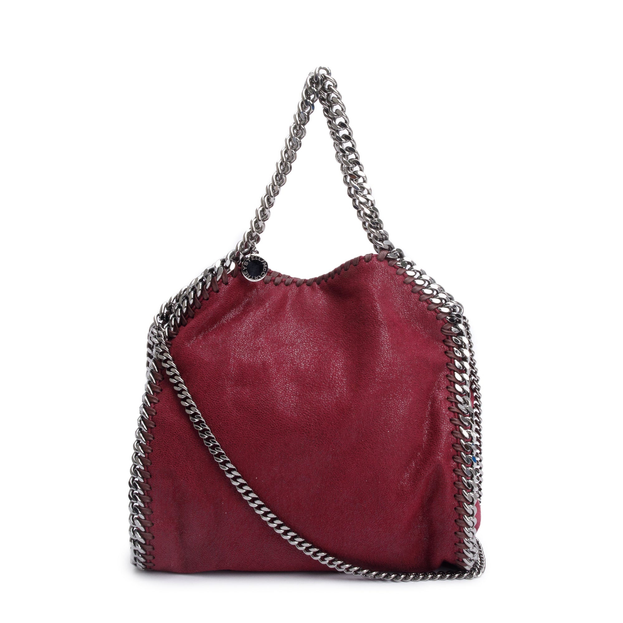 Stella McCartney Burgundy Shaggy Deer Mini Falabella Tote Bag