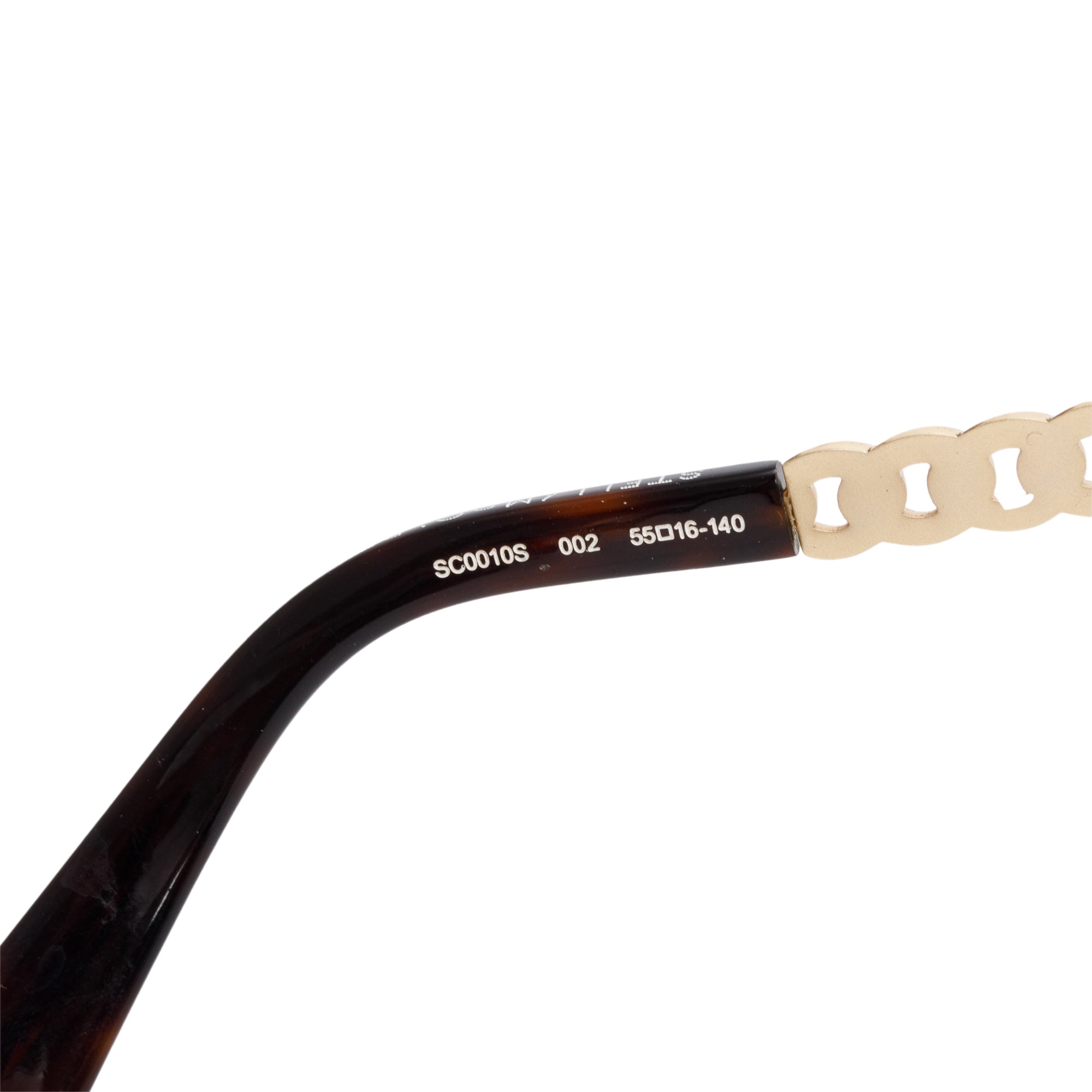 Stella McCartney SC0010S Havana Acetate Falabella Chain Square Sunglasses