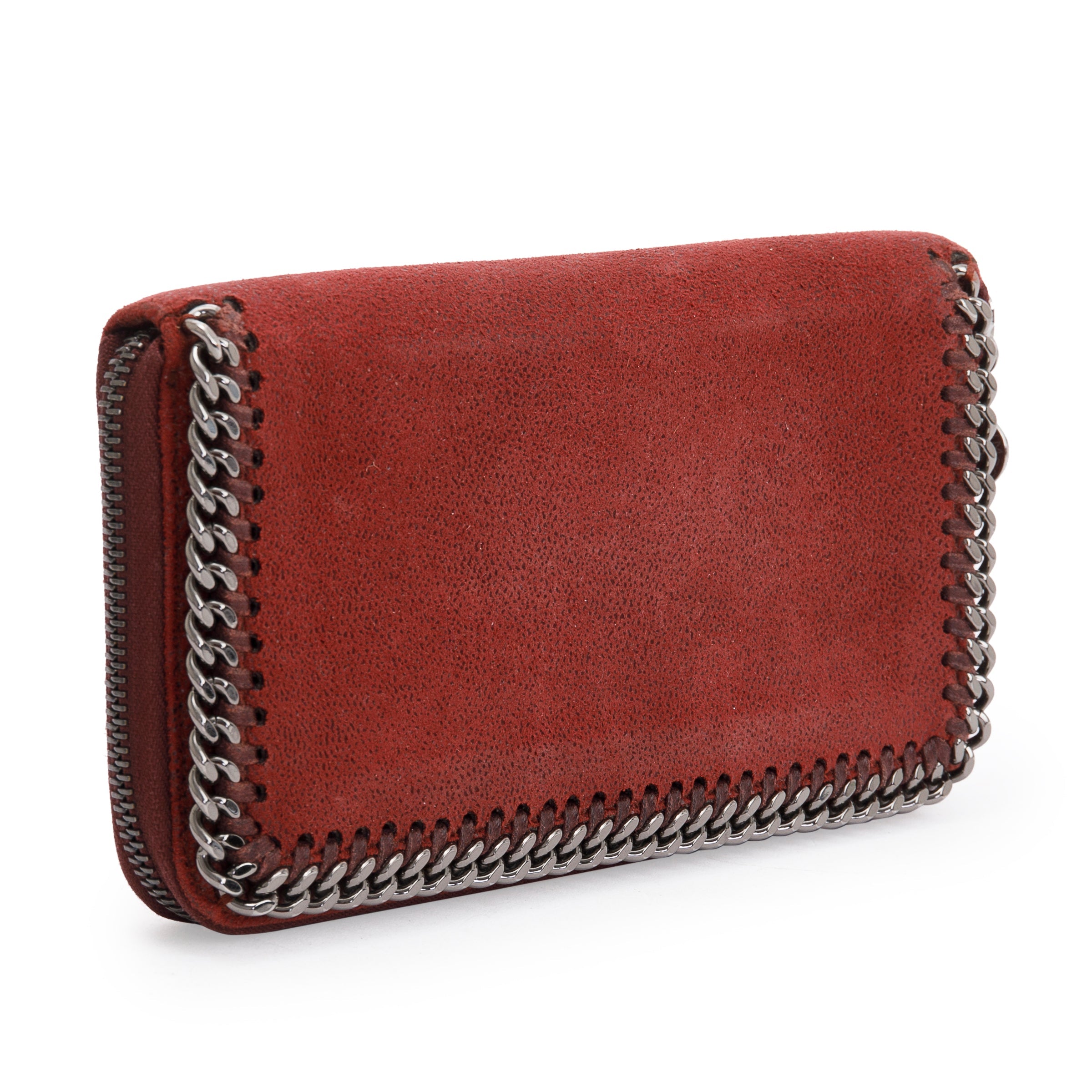 Stella Mccartney Burgundy Vegan Suede Falabella Zip Continental Wallet