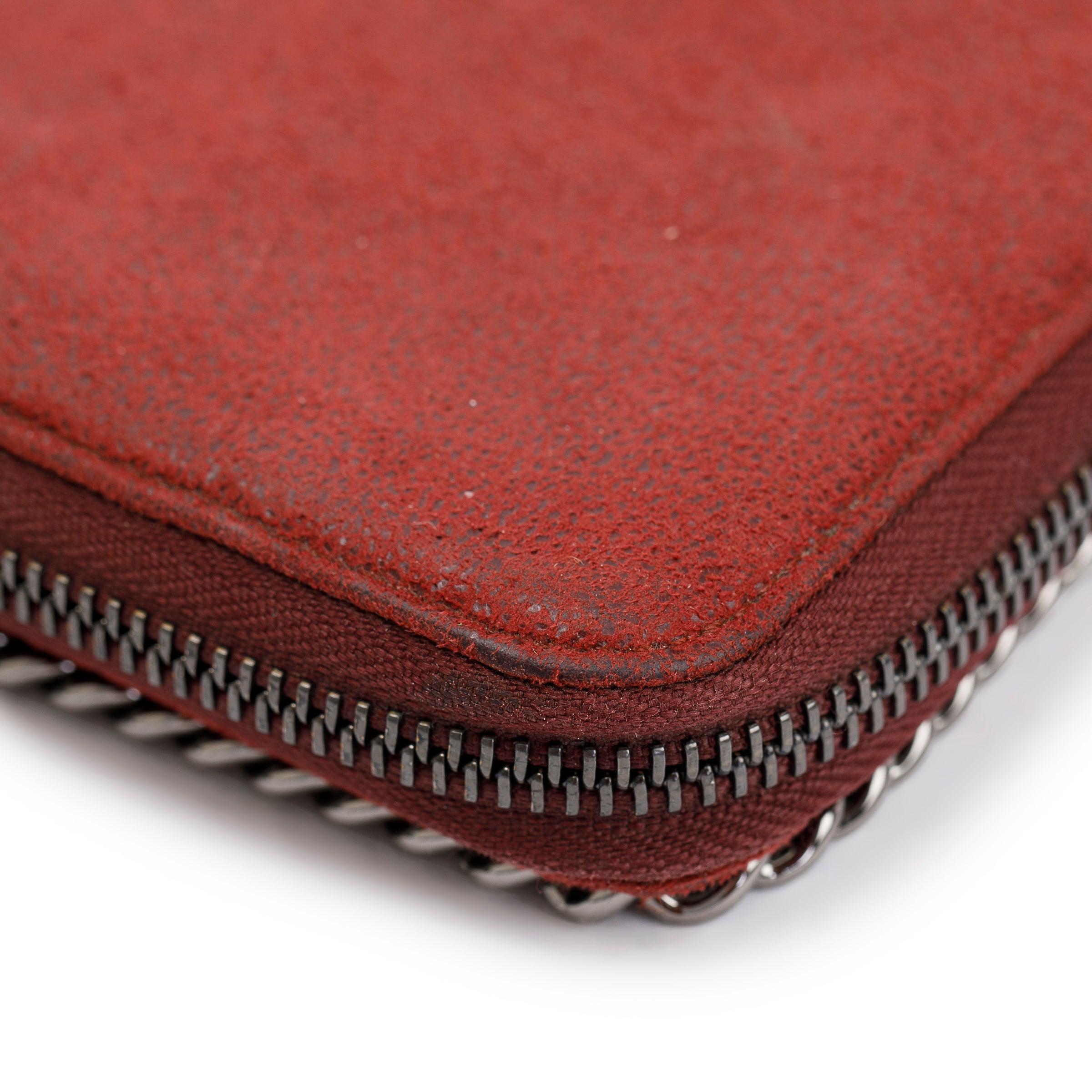 Stella Mccartney Burgundy Vegan Suede Falabella Zip Continental Wallet