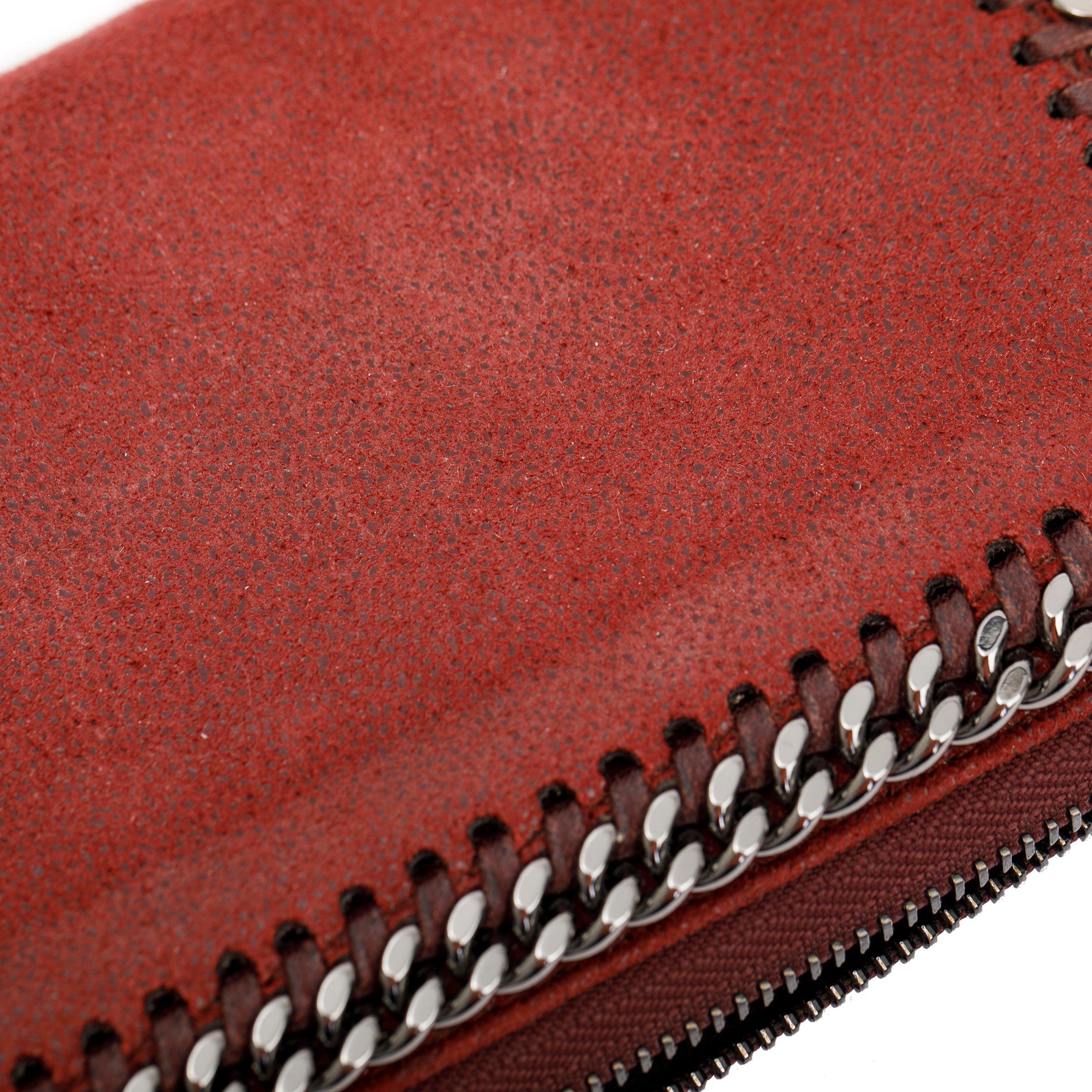 Stella Mccartney Burgundy Vegan Suede Falabella Zip Continental Wallet