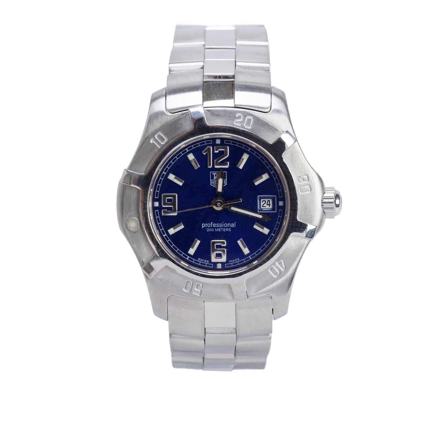 Tag Heuer Stainless Steel 2000 Series Professional 28 MM Quartz Watch Blue Dial WN1312-0