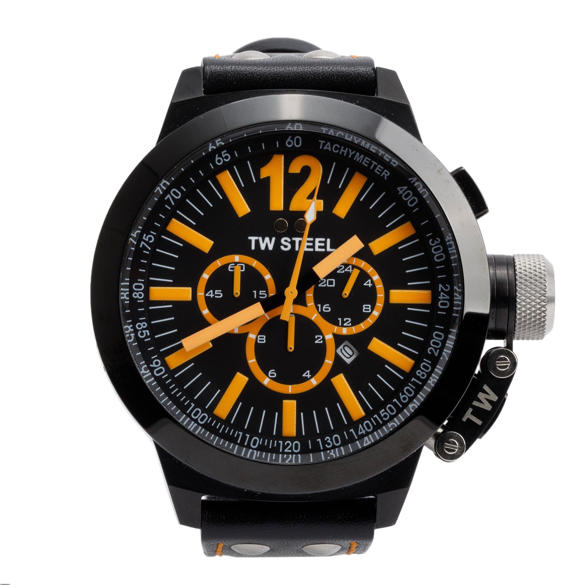 TW Steel Black Ion Plated Stainless Steel CEO Canteen 50 MM Chronograph Quartz Watch