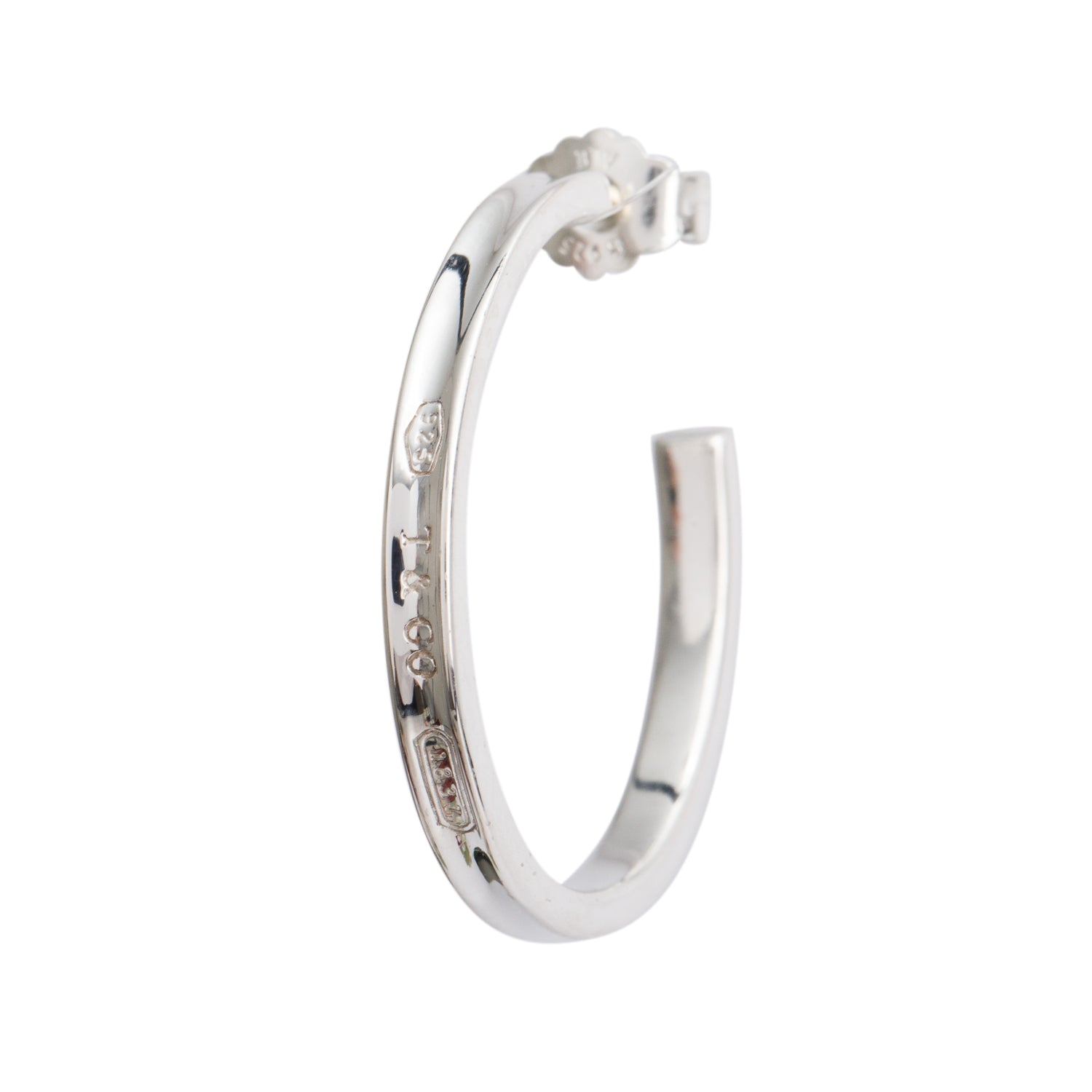 Tiffany & Co. Sterling Silver 1837 Medium Narrow Hoop Earrings