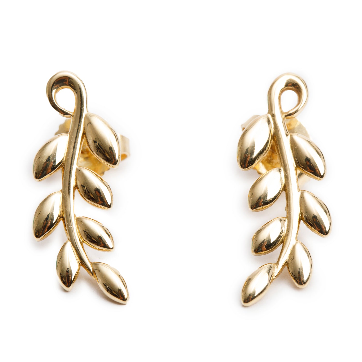 Tiffany & Co. Paloma Picasso 18k Yellow Olive Leaf Climber Earrings w/ Box