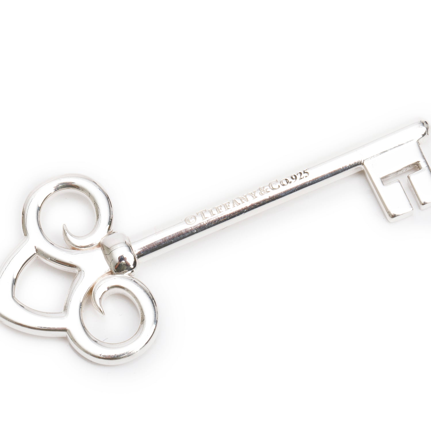 Tiffany & Co. Sterling Silver Large Fleur de Lis Key Pendant Necklace