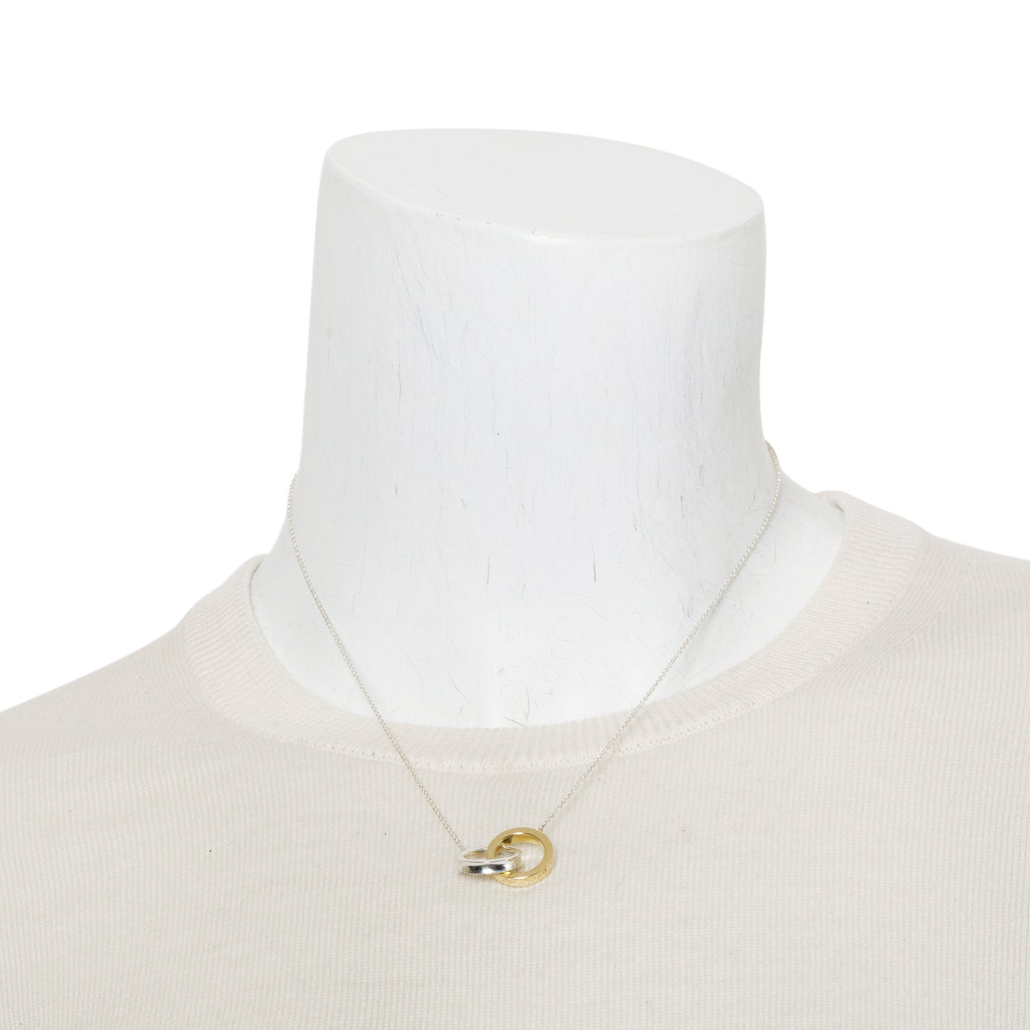 Tiffany & Co. Sterling Silver & 18k Yellow Gold Small 1837 Interlocking Circles Pendant Necklace