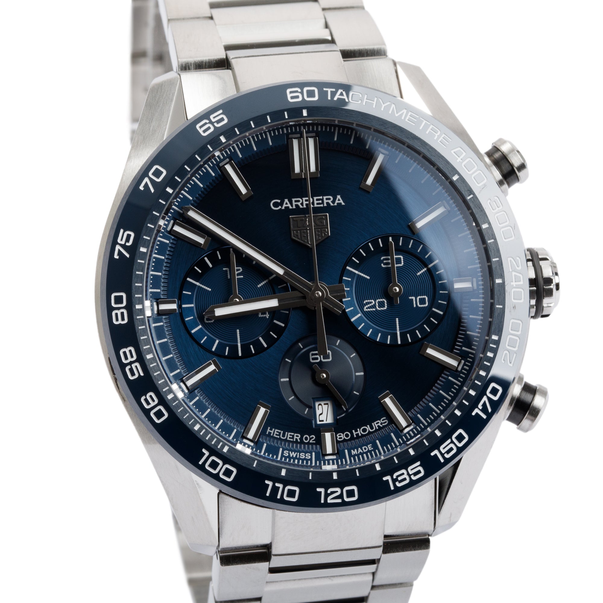 Tag Heuer 2020 Stainless Steel & Ceramic Carrera 43 MM Chronograph Automatic Watch w/ Box & Papers