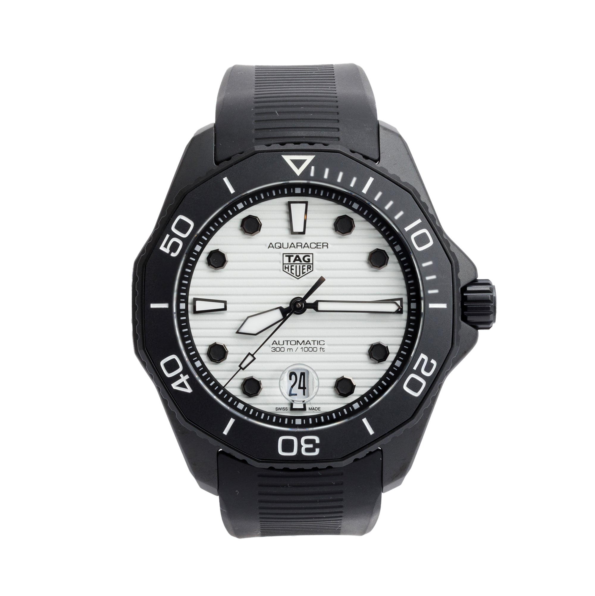 Tag Heuer 2024 DLC Coated Stainless Steel Aquaracer Professional 300M Date Night Diver 43 MM Automatic Watch WBP201D w/ Box & Papers