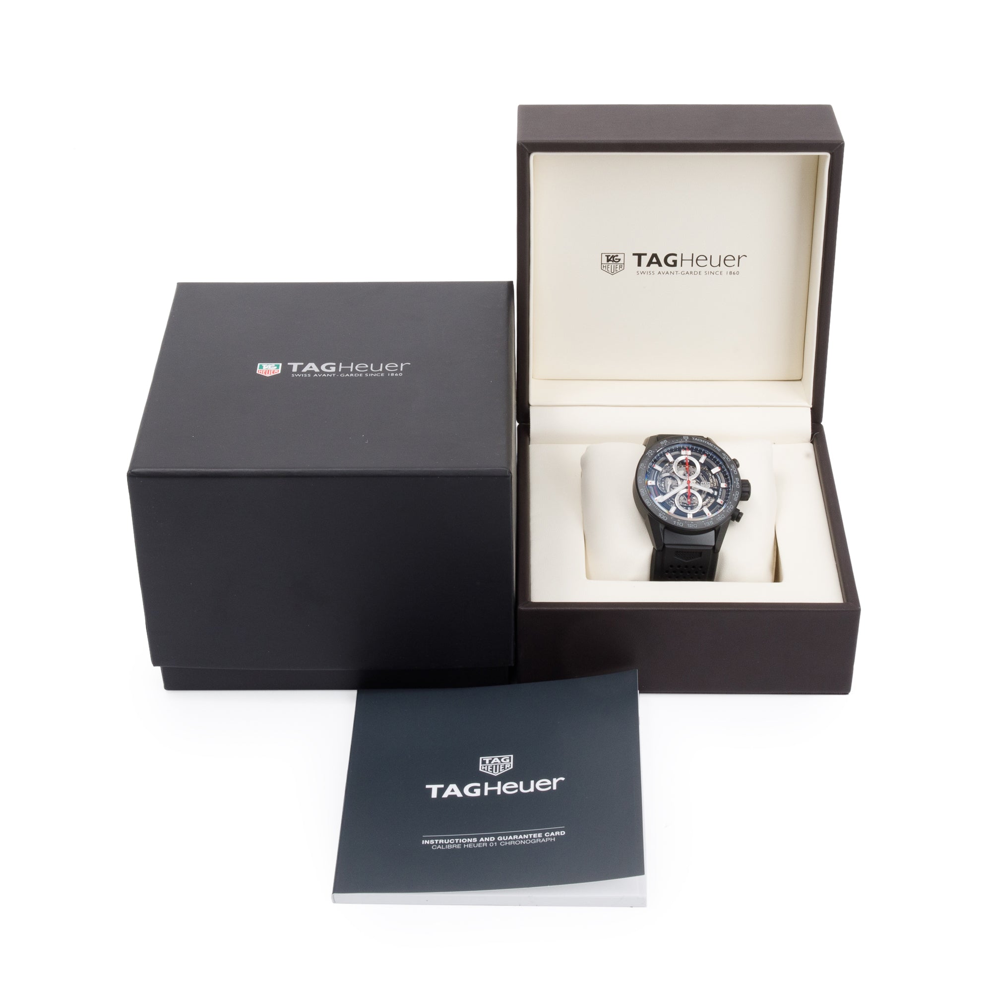 Tag Heuer Black Ceramic Carrera Calibre Heuer 01 43 MM Automatic Chronograph Watch w/ Box & Papers