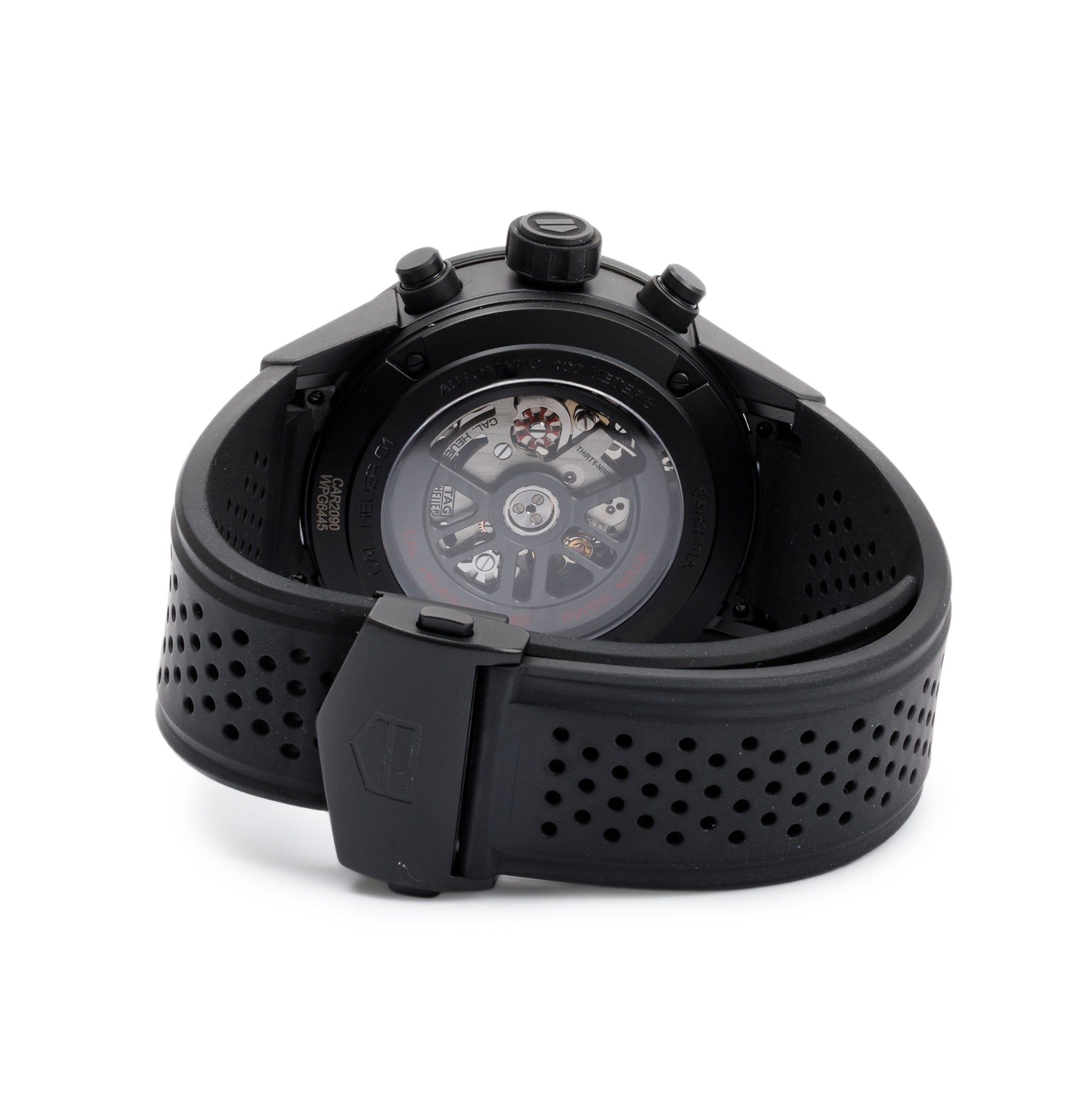 Tag Heuer Black Ceramic Carrera Calibre Heuer 01 43 MM Automatic Chronograph Watch w/ Box & Papers