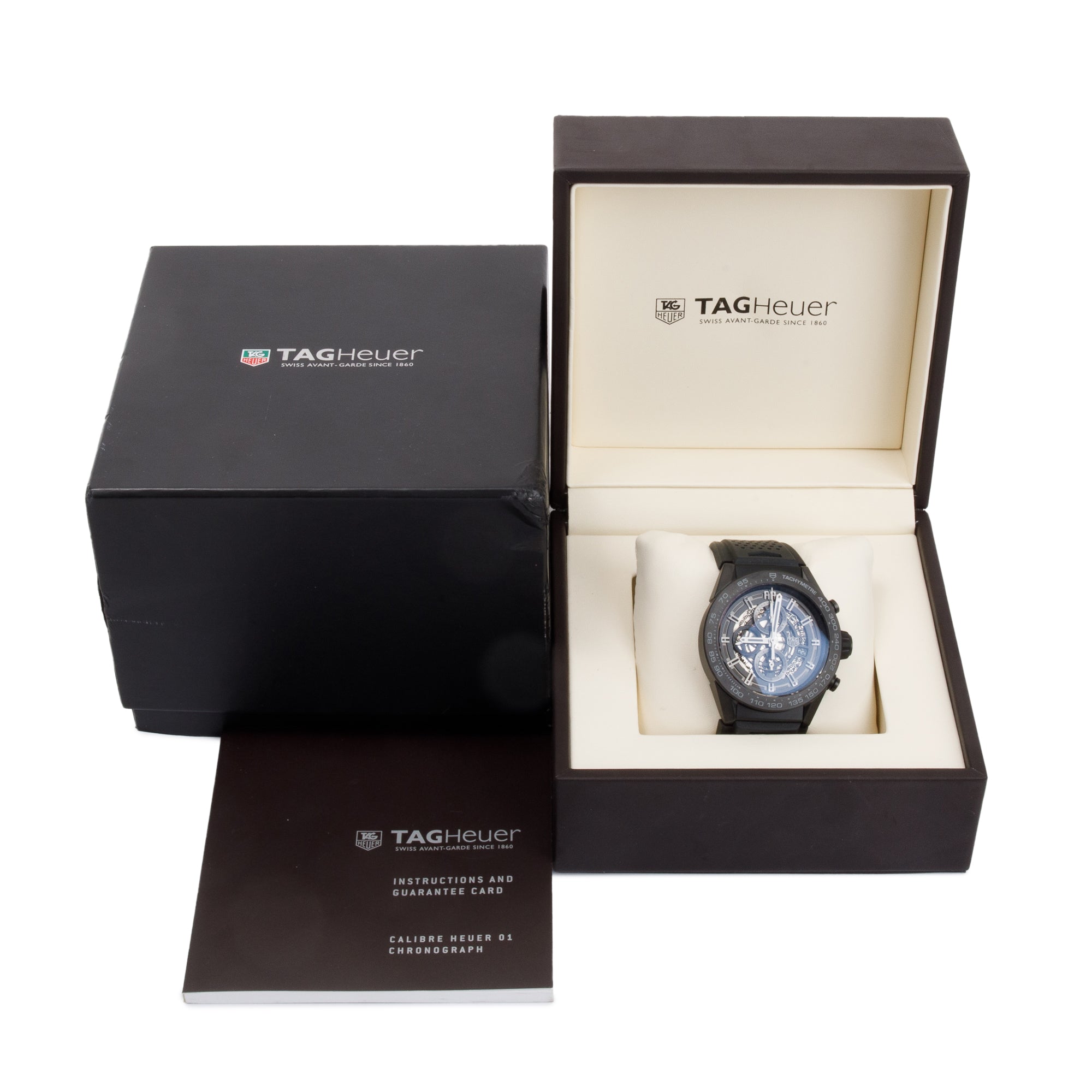 Tag Heuer Black Ceramic Carrera Calibre Heuer 01 45 MM Automatic Chronograph Watch w/ Box & Papers