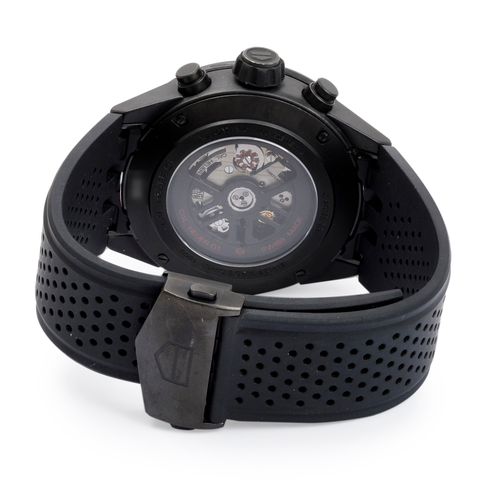 Tag Heuer Black Ceramic Carrera Calibre Heuer 01 45 MM Automatic Chronograph Watch w/ Box & Papers