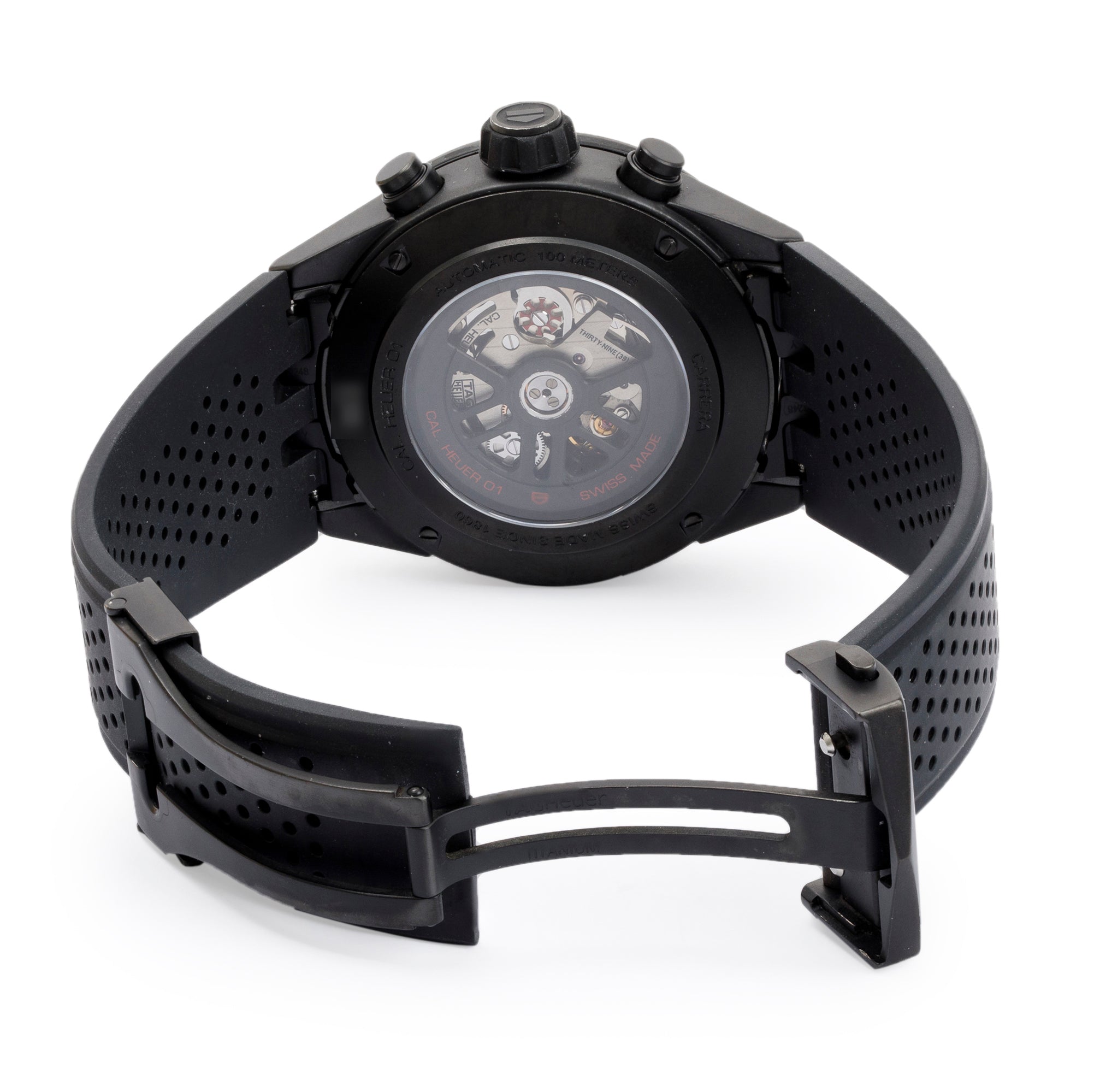 Tag Heuer Black Ceramic Carrera Calibre Heuer 01 45 MM Automatic Chronograph Watch w/ Box & Papers