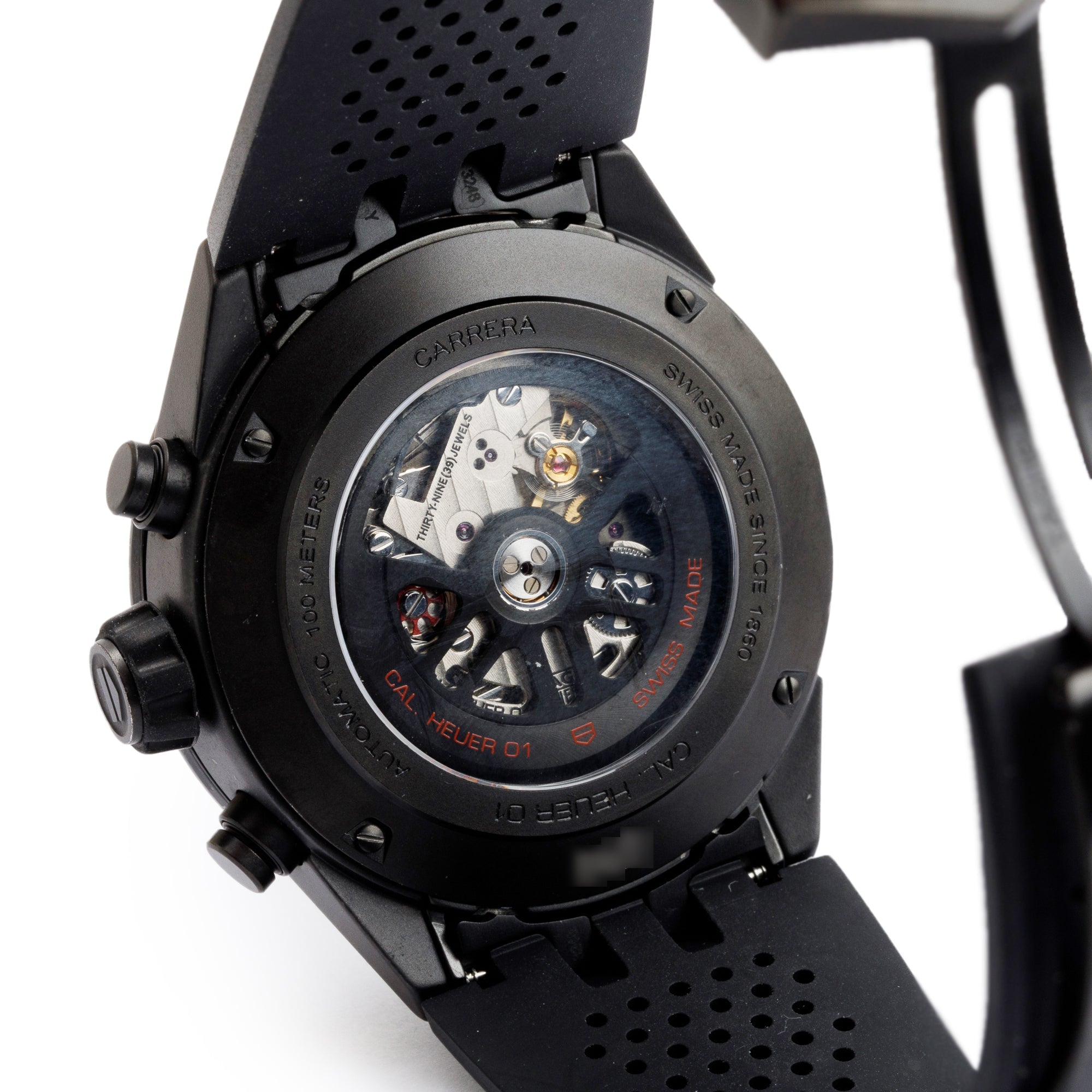 Tag Heuer Black Ceramic Carrera Calibre Heuer 01 45 MM Automatic Chronograph Watch w/ Box & Papers