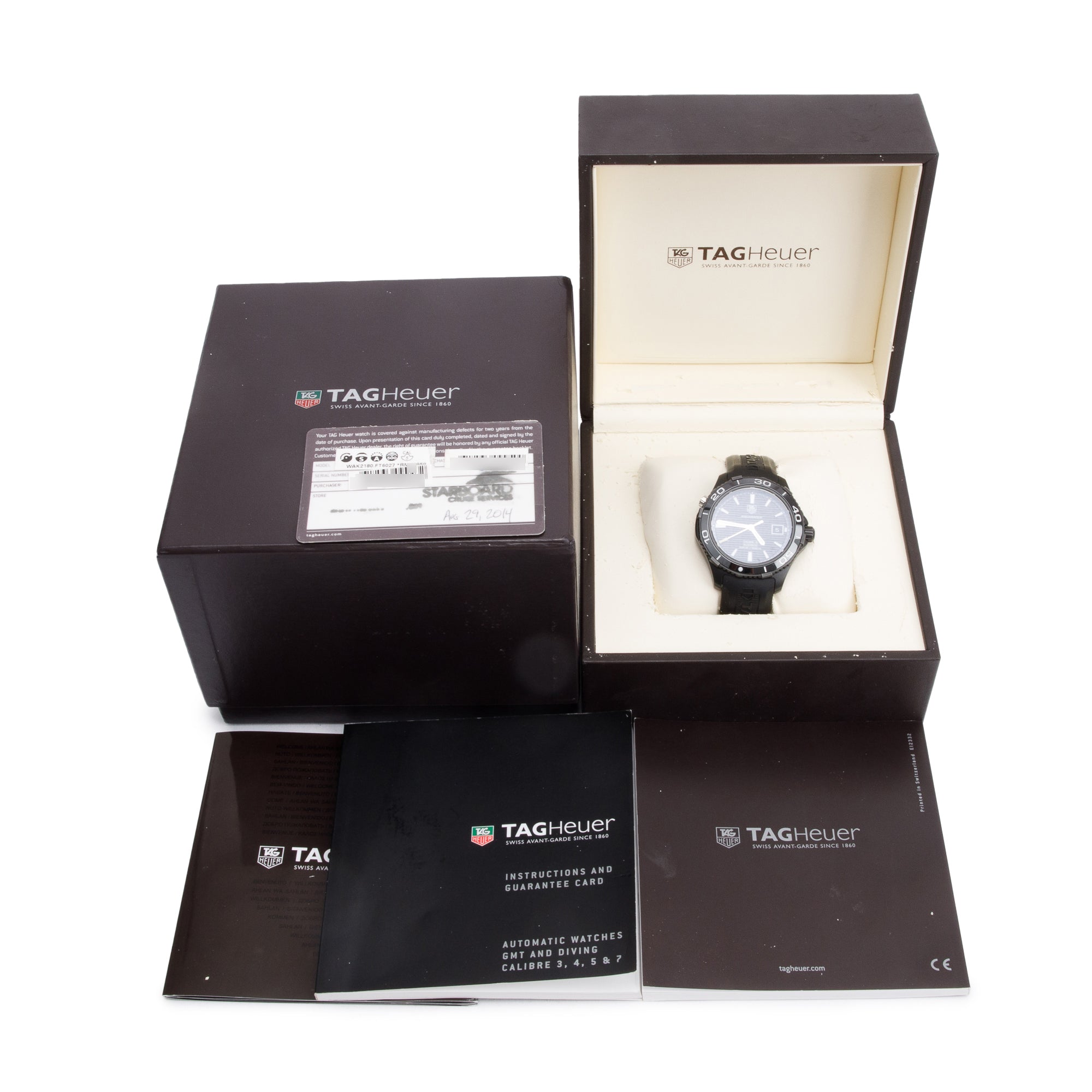 Tag Heuer Black Titanium & Ceramic Aquaracer 41 MM Calibre 5 500M Automatic Watch WAK2180 w/ Box & Papers