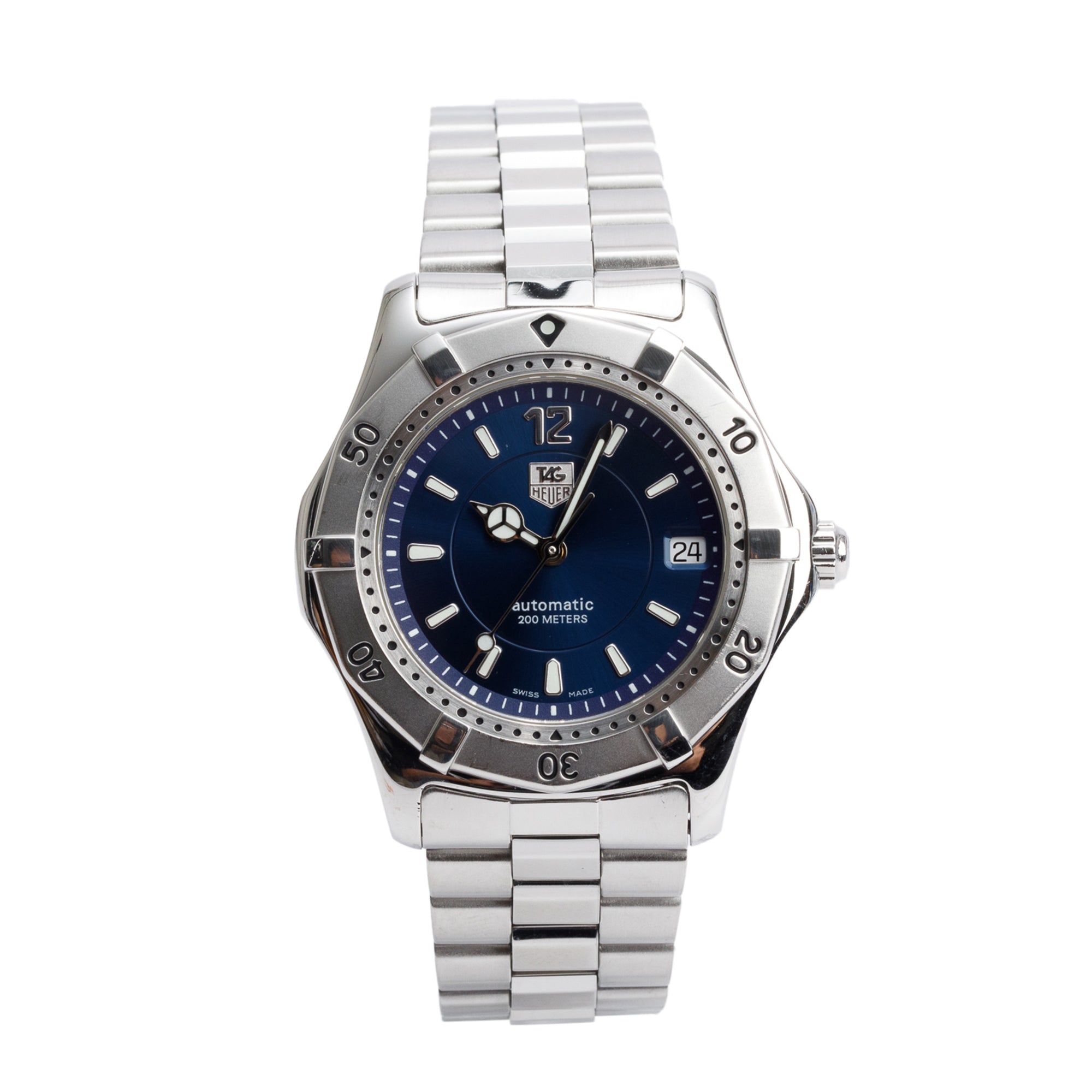 【稼働】腕時計　タグホイヤー　WK-2117 Tag Heuer Stainless Steel 2000 Classic 37 MM Automatic Watch Blue