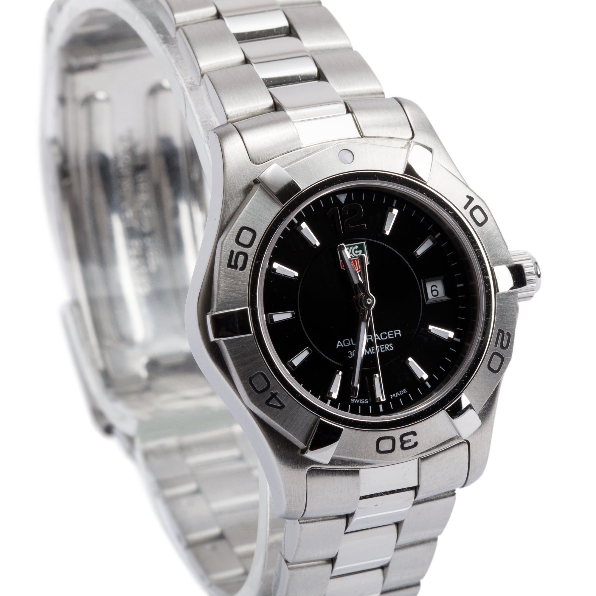 Tag Heuer Stainless Steel Aquaracer 27 MM Watch WAF1410 w/ Box & Papers