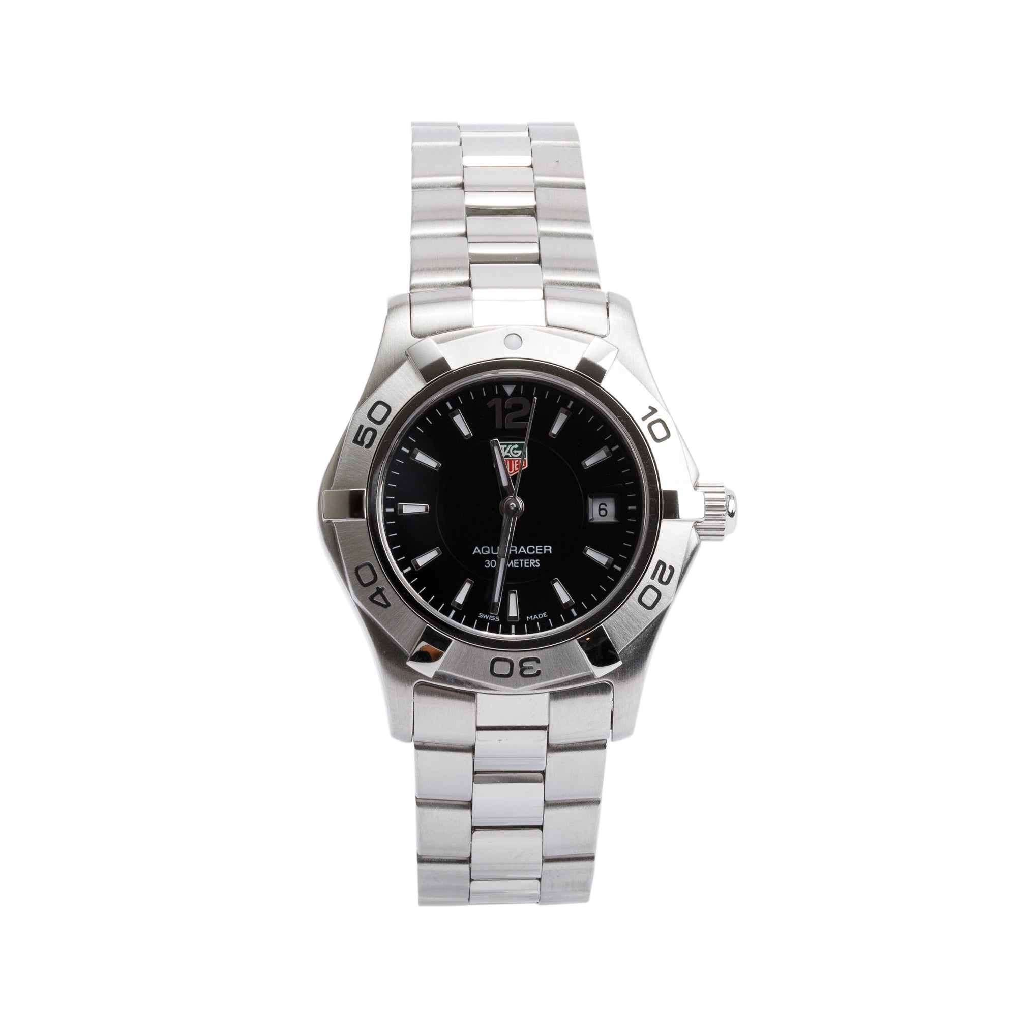 Tag Heuer Stainless Steel Aquaracer 27 MM Watch WAF1410 w/ Box & Papers