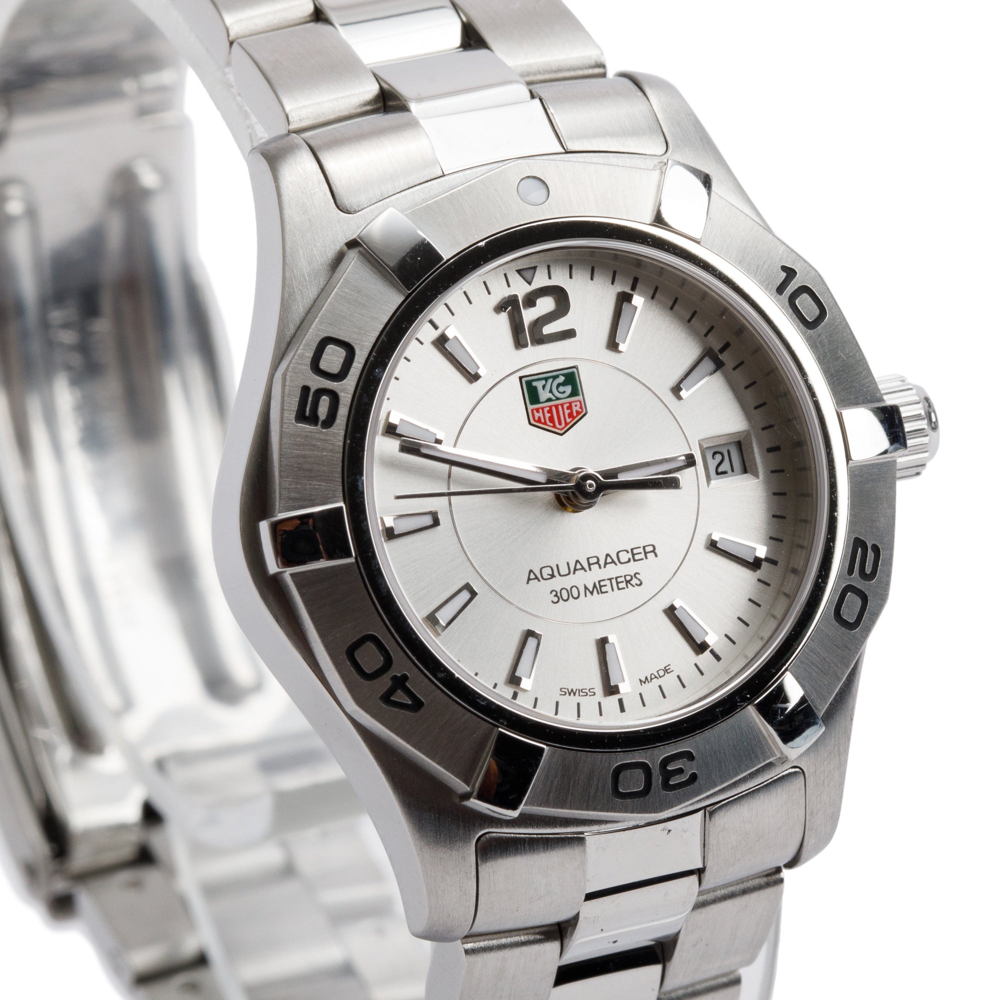 Tag Heuer Stainless Steel Aquaracer 27 MM Watch WAF1412 w/ Box & Papers