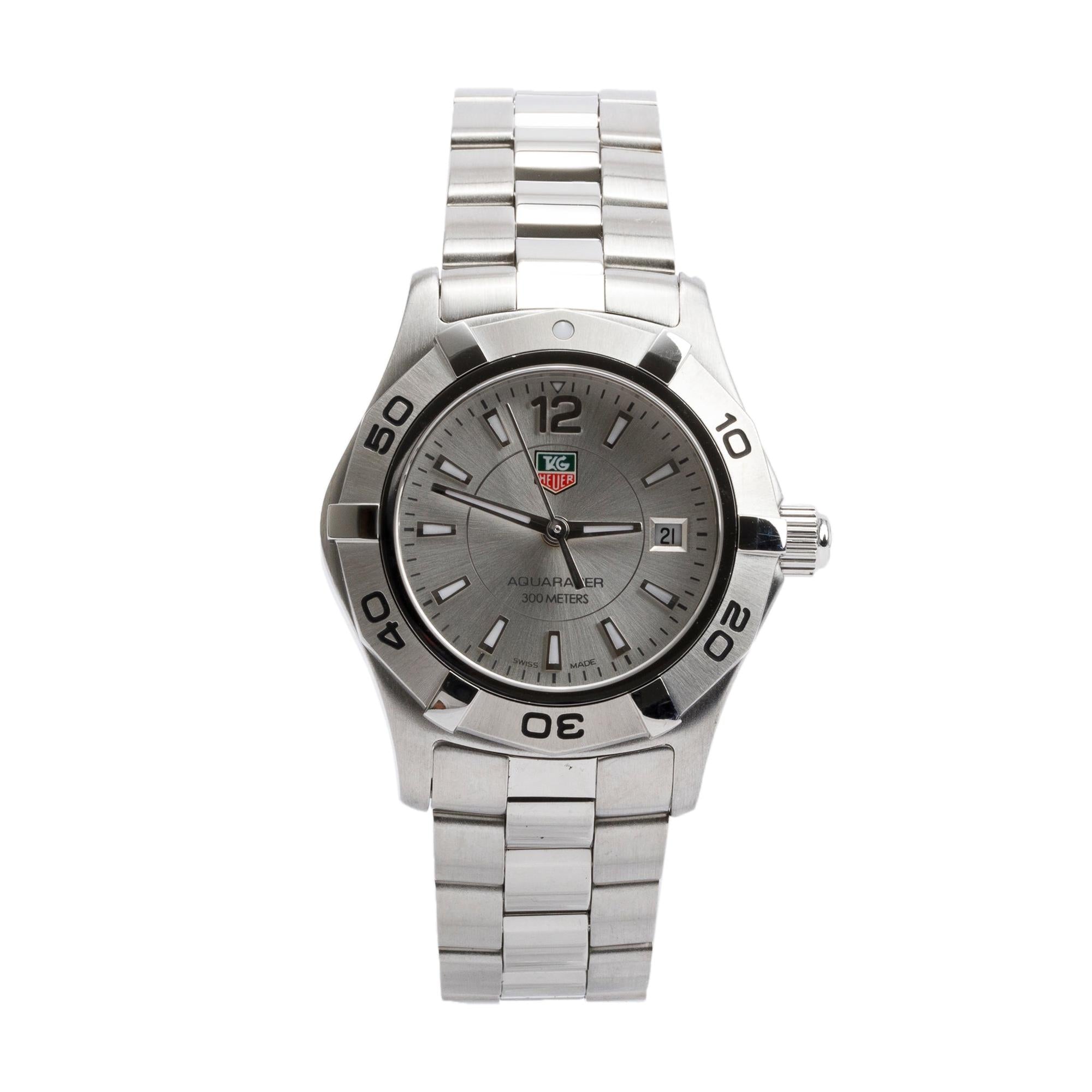 Tag Heuer Stainless Steel Aquaracer 27 MM Watch WAF1412 w/ Box & Papers