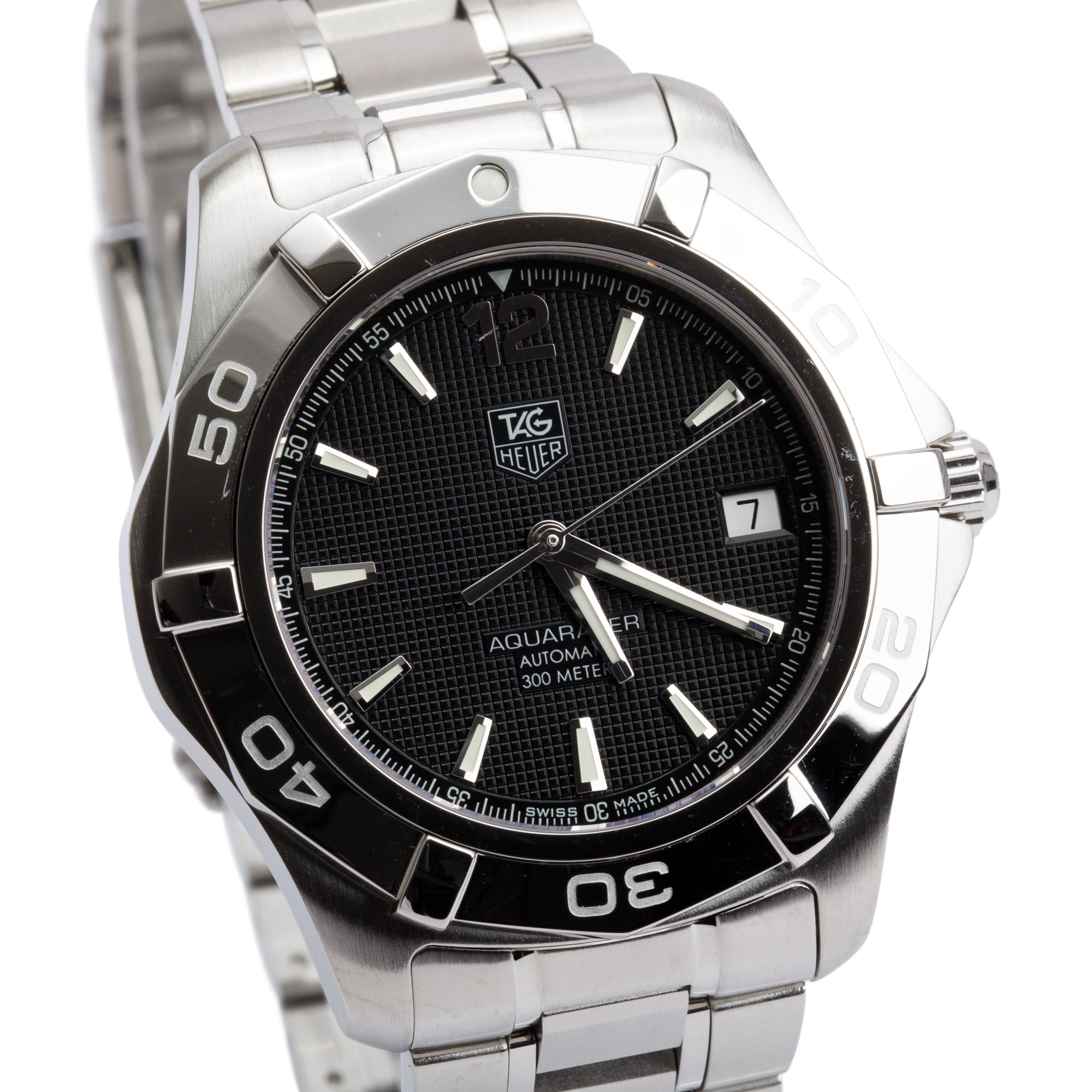 Tag Heuer Stainless Steel Aquaracer 38 MM Black Dial Automatic Watch WAF2110-0
