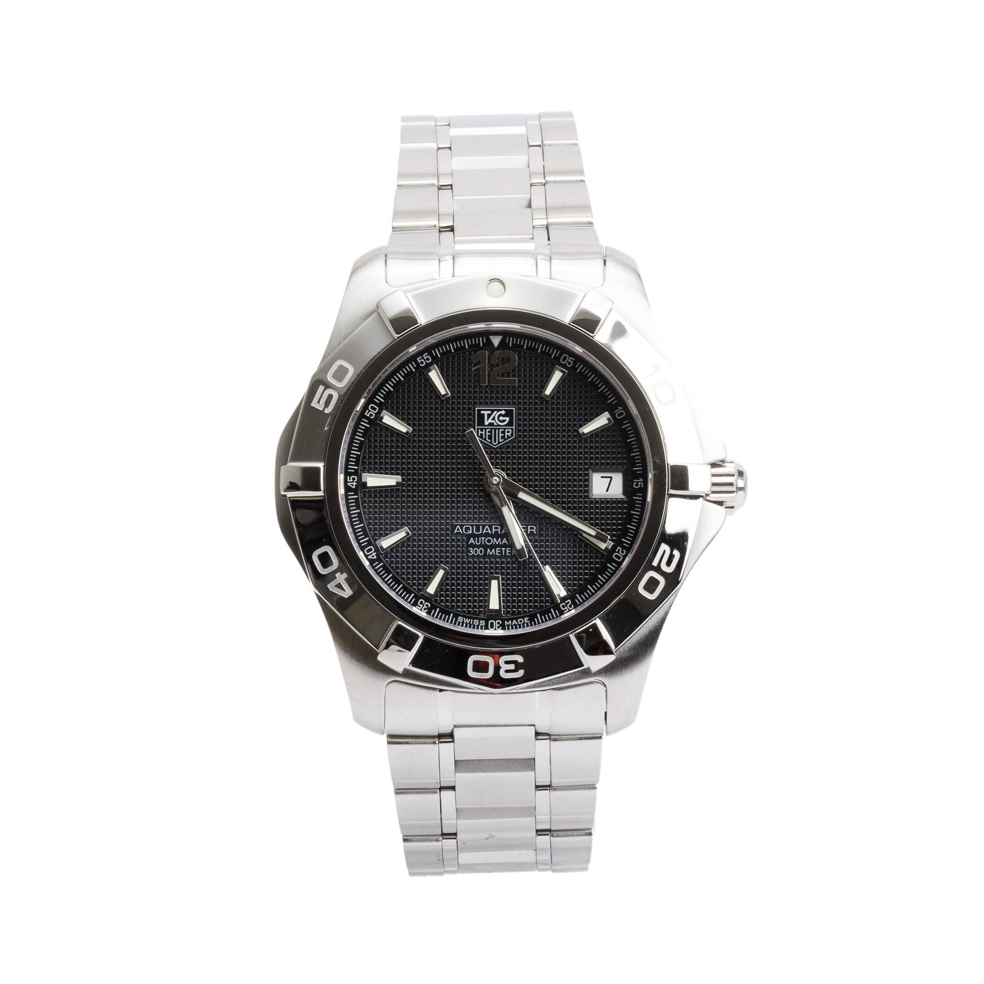 Tag Heuer Stainless Steel Aquaracer 38 MM Black Dial Automatic Watch WAF2110-0