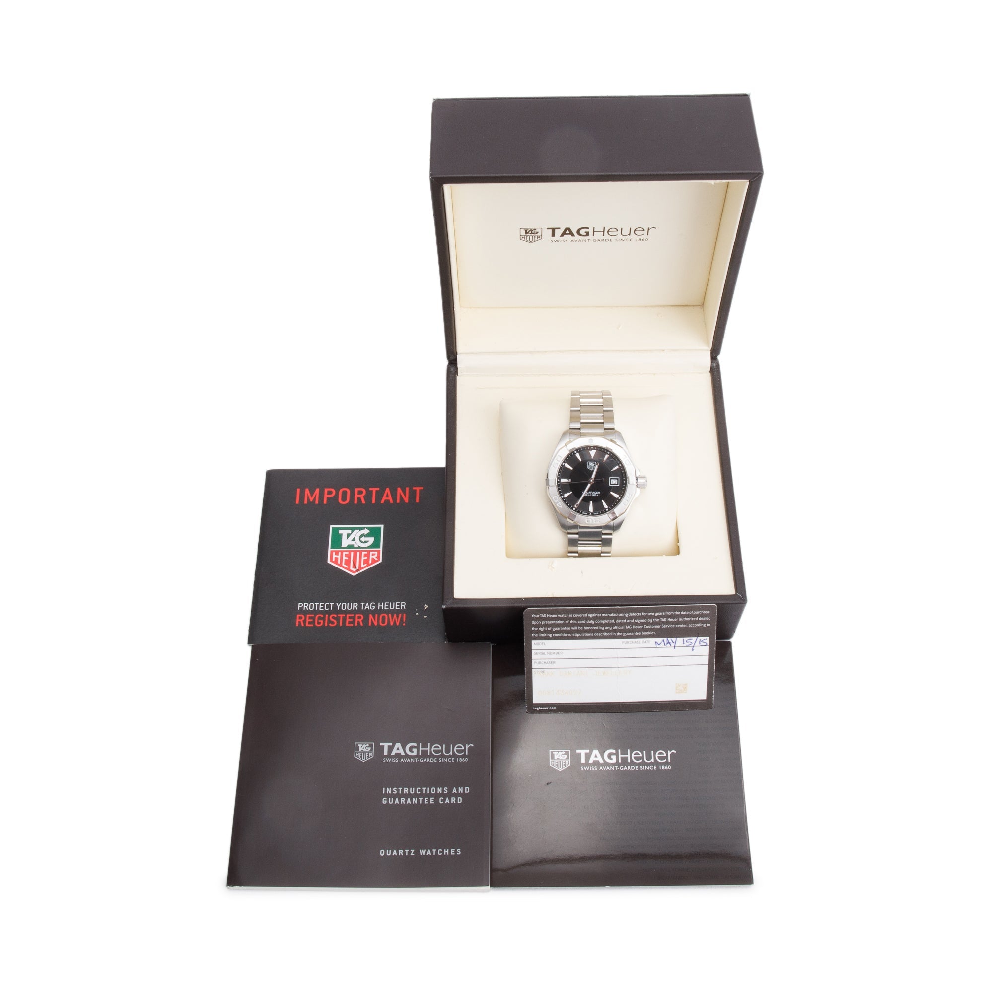 Tag Heuer Stainless Steel Aquaracer 41 MM Quartz Watch WAY1110 w/ Box & Papers