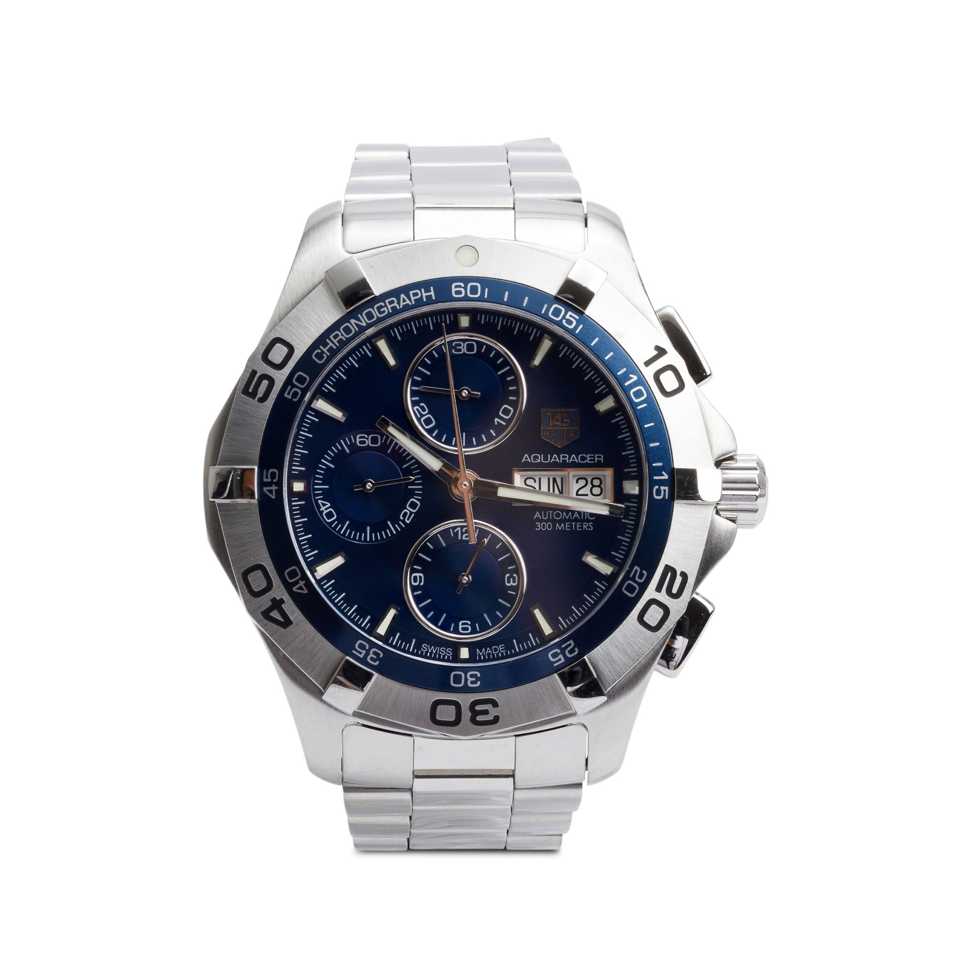 Tag Heuer Stainless Steel Aquaracer 43 MM Chronograph Automatic Watch Blue Dial CAF2012 w/ Box