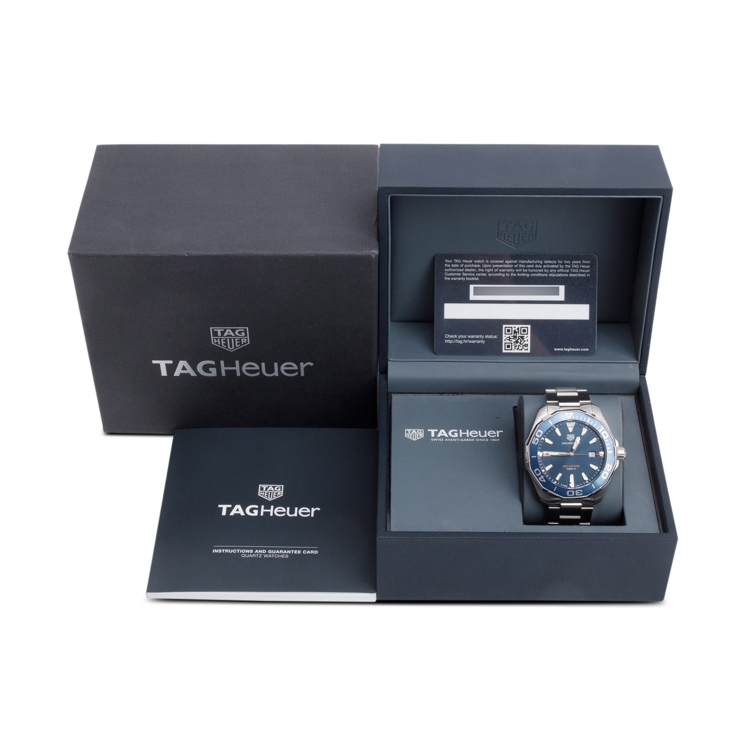 Tag Heuer Stainless Steel Aquaracer 43 MM Quartz Watch WAY101C Blue Dial w/ Box & Papers
