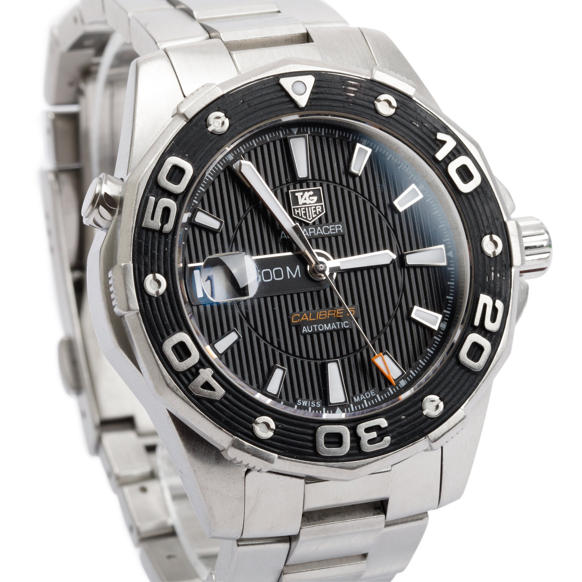 Tag Heuer Stainless Steel Aquaracer 500M Calibre 5 43 MM Automatic Watch w/ Box & Papers